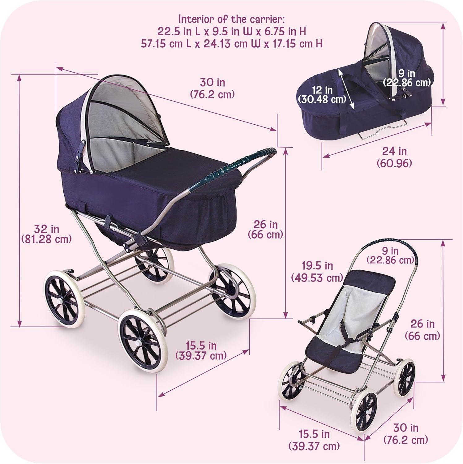 Badger Basket Just Like Mommy 3-In-1 Doll Stroller