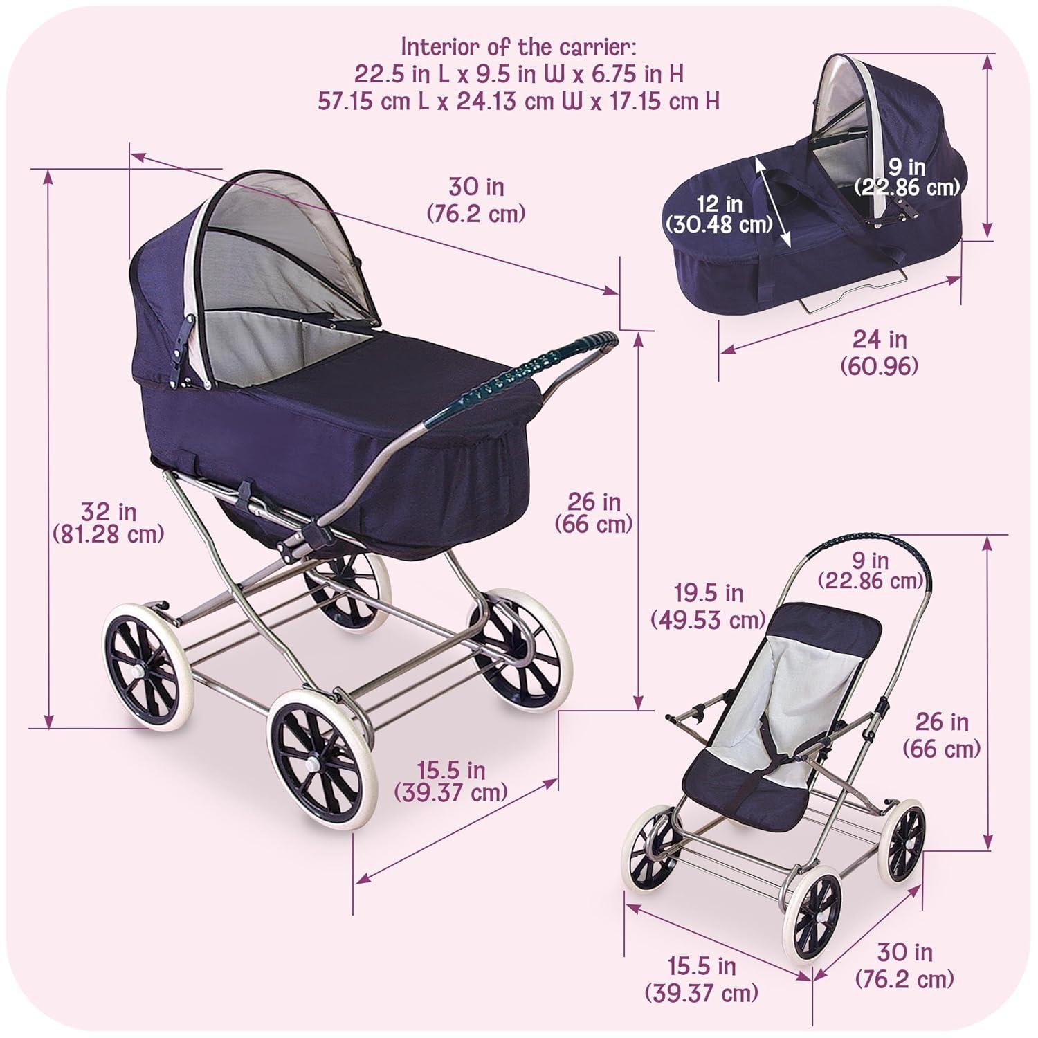 Badger Basket Just Like Mommy 3-In-1 Doll Stroller