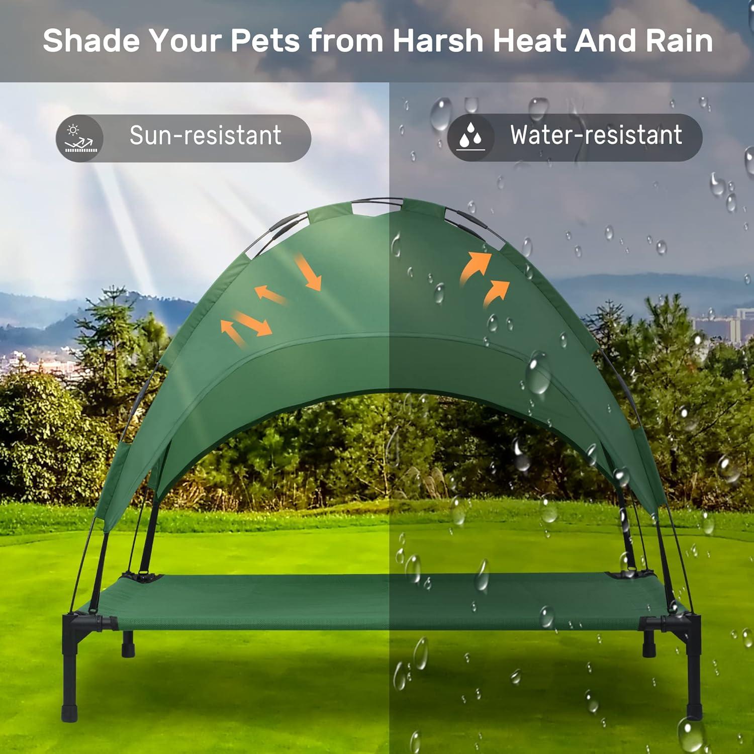 Tucker Murphy Pet™ Elevated Dog Bed With Canopy, Outdoor Dog Cot With Removable Canopy Shade Tent, Raised Pet Cot