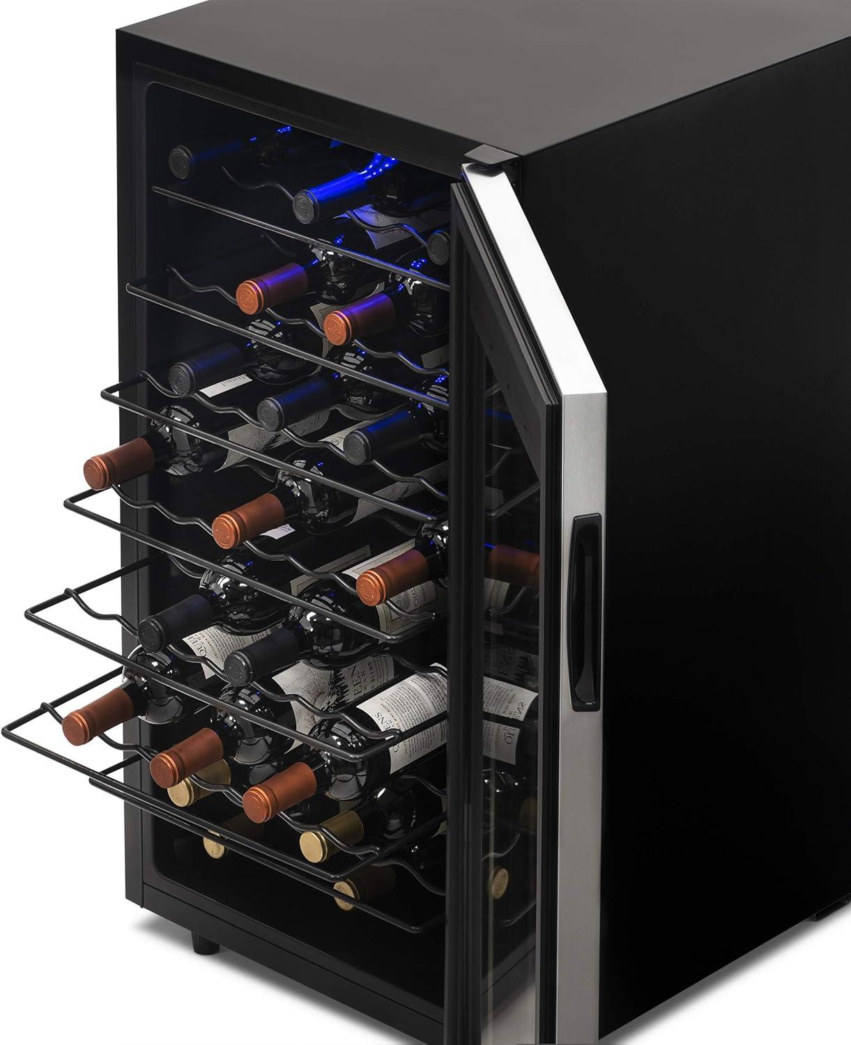 Newair 50 Bottle Freestanding Wine Refrigerator in Stainless Steel with Adjustable Shelves