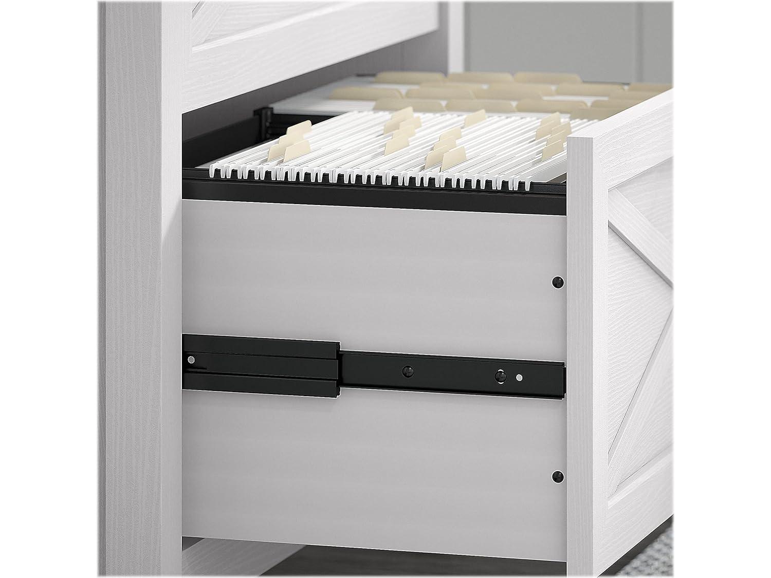 Casual Farmhouse 60W L-Shaped Desk Set in Pure White Oak