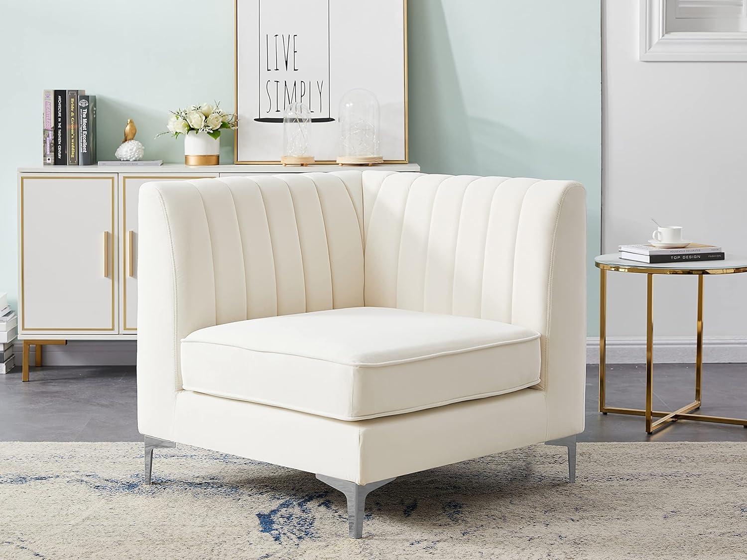 Meridian Furniture Alina Cream Velvet Corner Chair