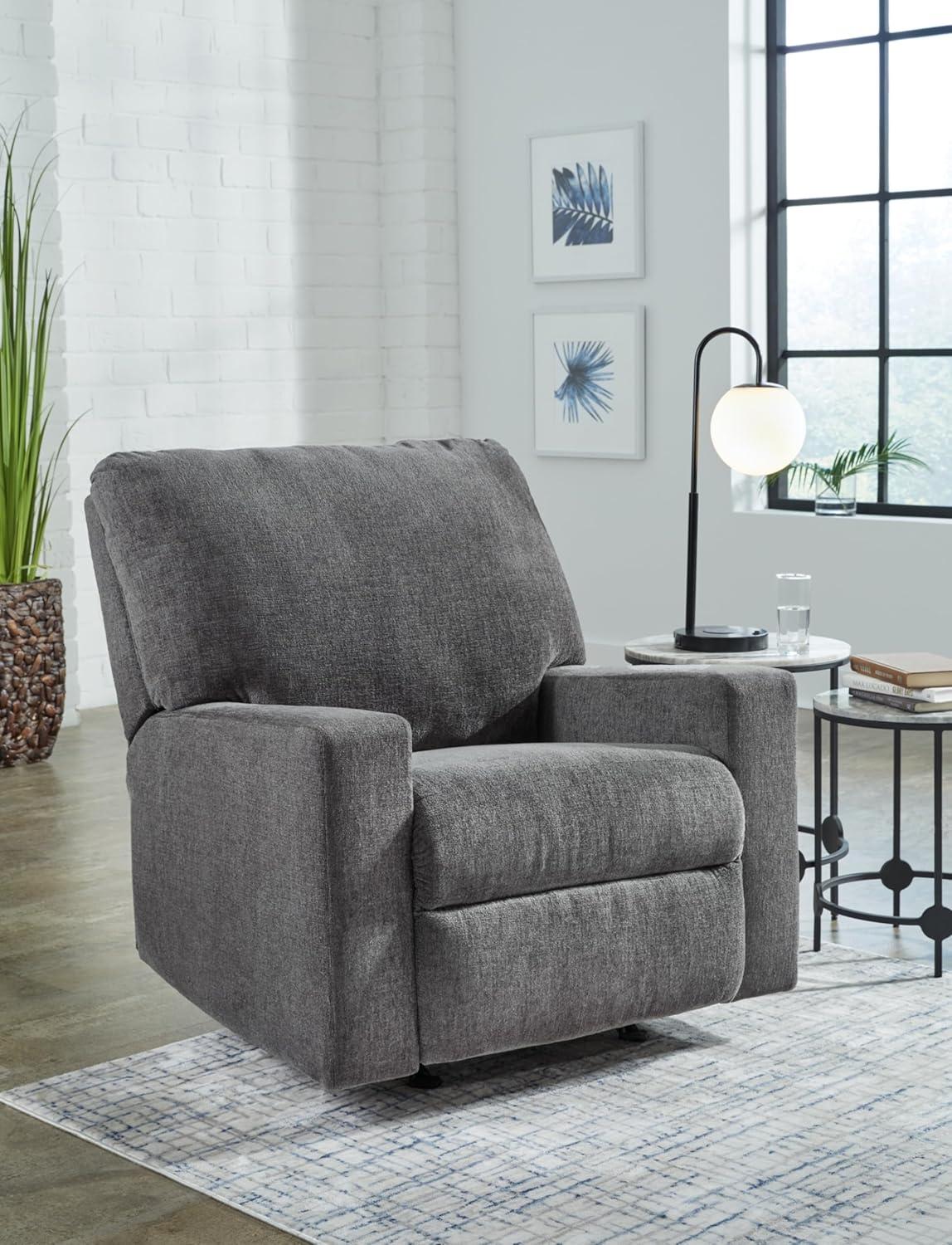 Pewter Gray Polyester Contemporary Recliner Chair