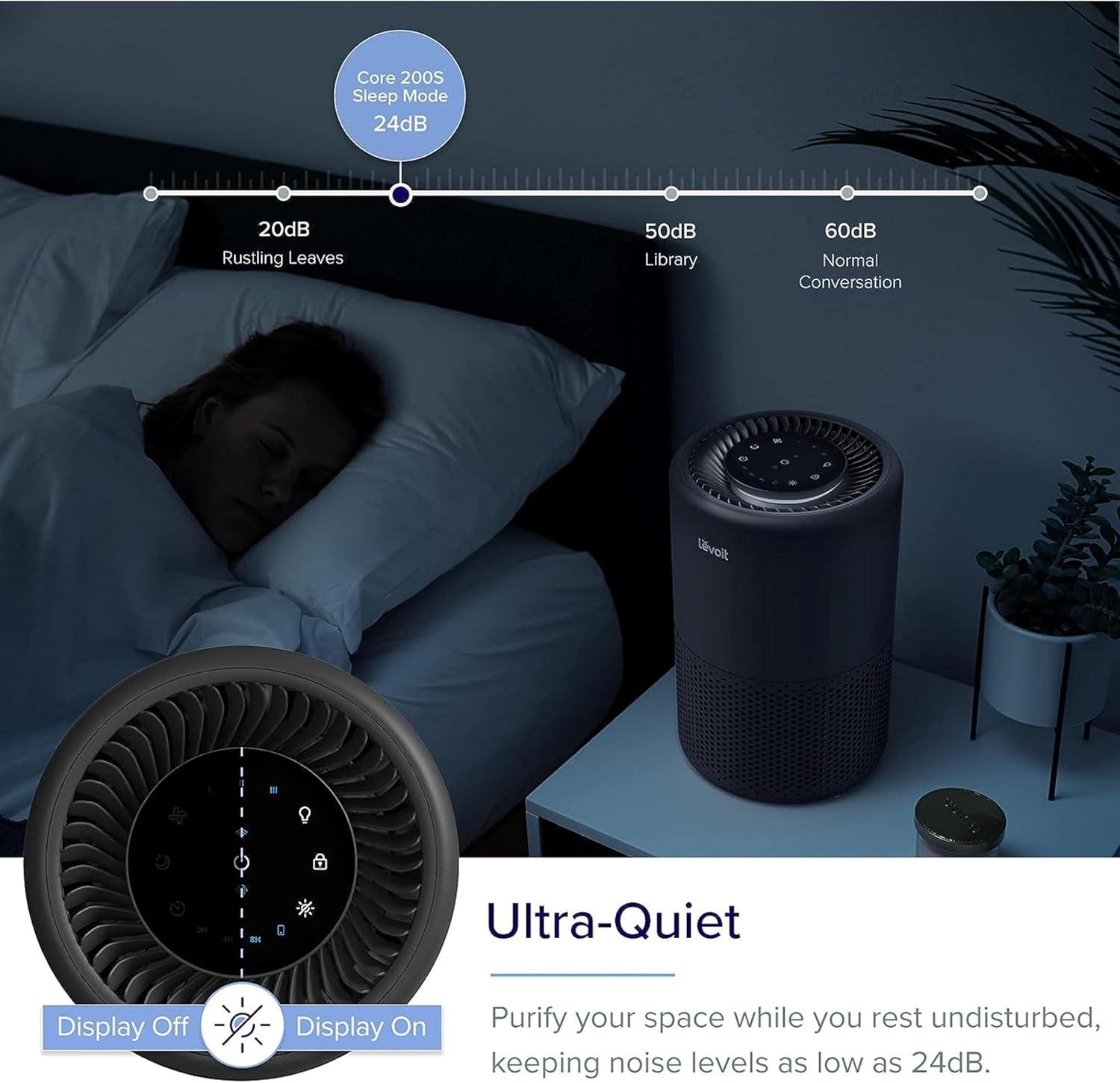 Black HEPA Smart Air Purifier with Alexa and Google Assistant