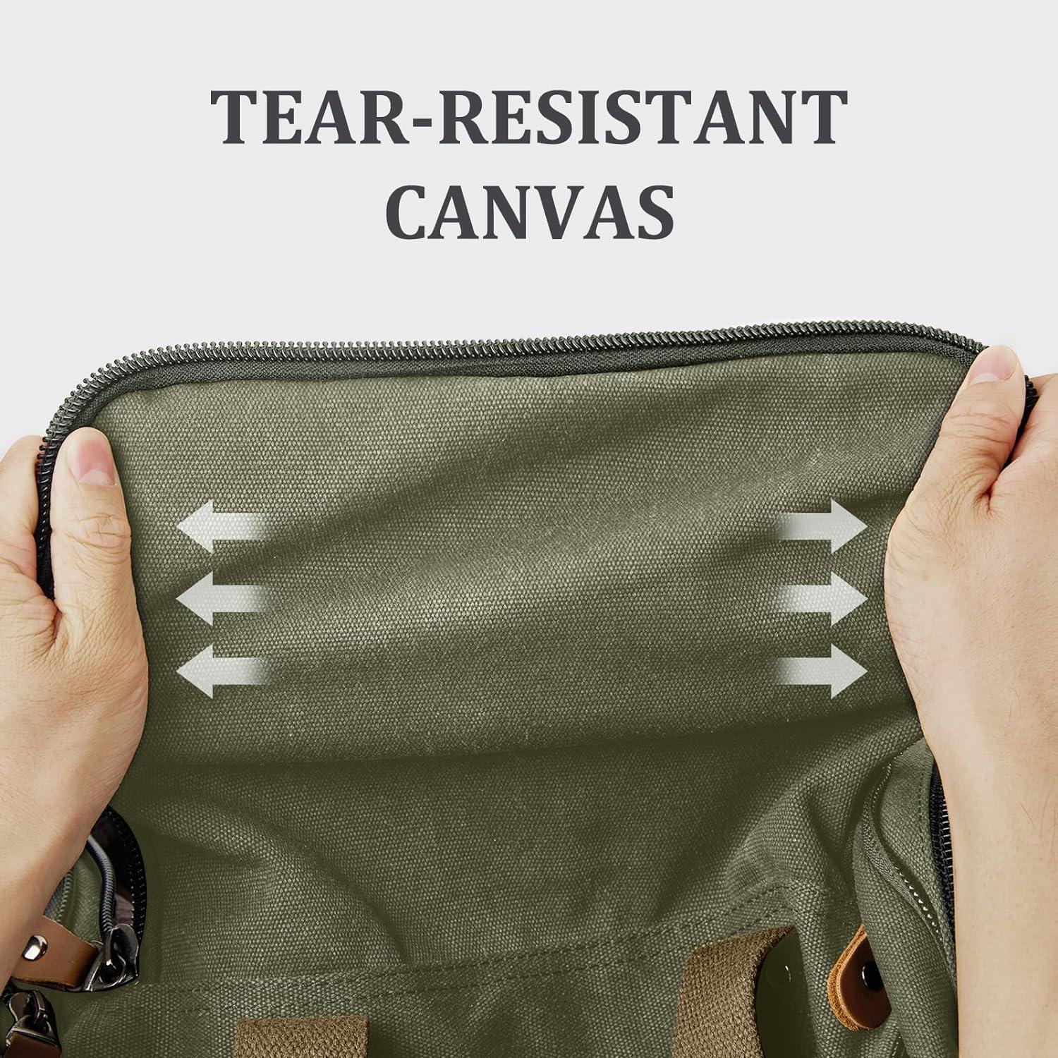 Large Army Green Canvas Weekender Duffle Bag