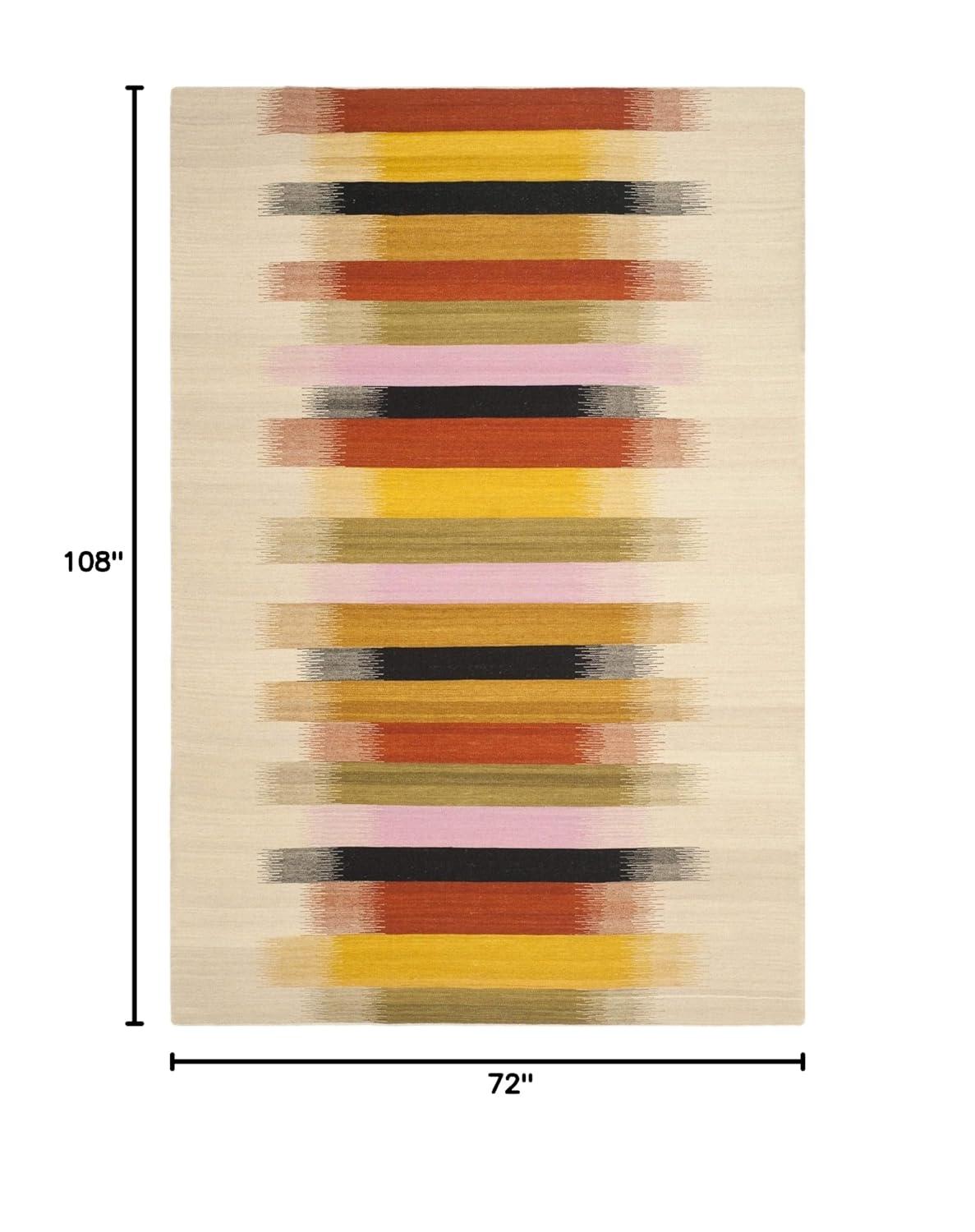 SAFAVIEH Dhurries Harland Geometric Area Rug, Beige/Multi, 6' x 9'
