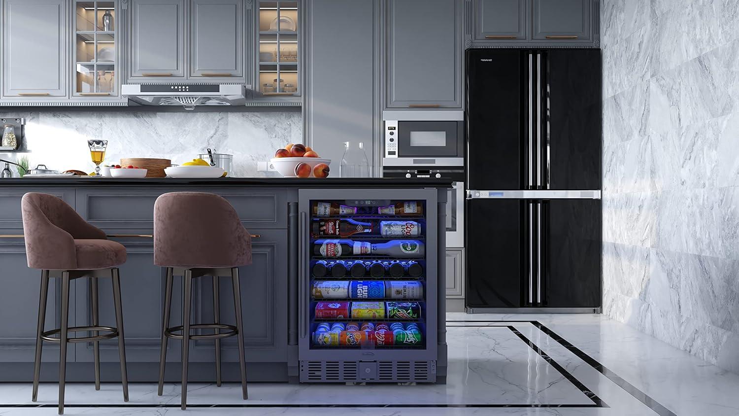 KoolMore 23.4 in. Stainless Steel, Solid-Door Built-In Refrigerator and Beverage Cooler, 5 Cu. ft.