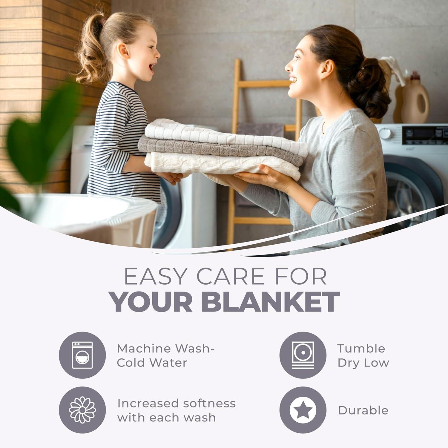 King White Cotton Reversible Electric Throw Blanket