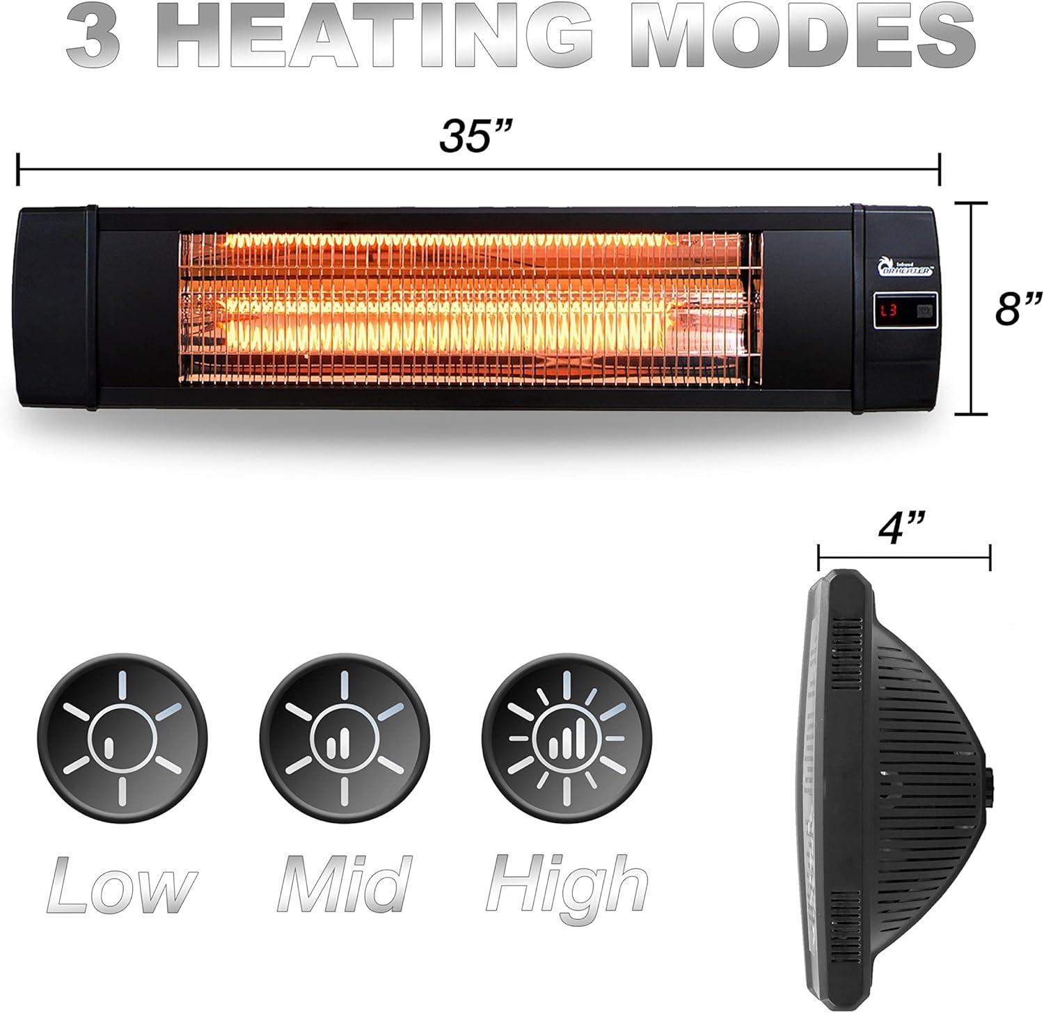 Dr. Infrared DR-238 1500W Carbon Infrared Indoor Outdoor Wall or Ceiling Heater