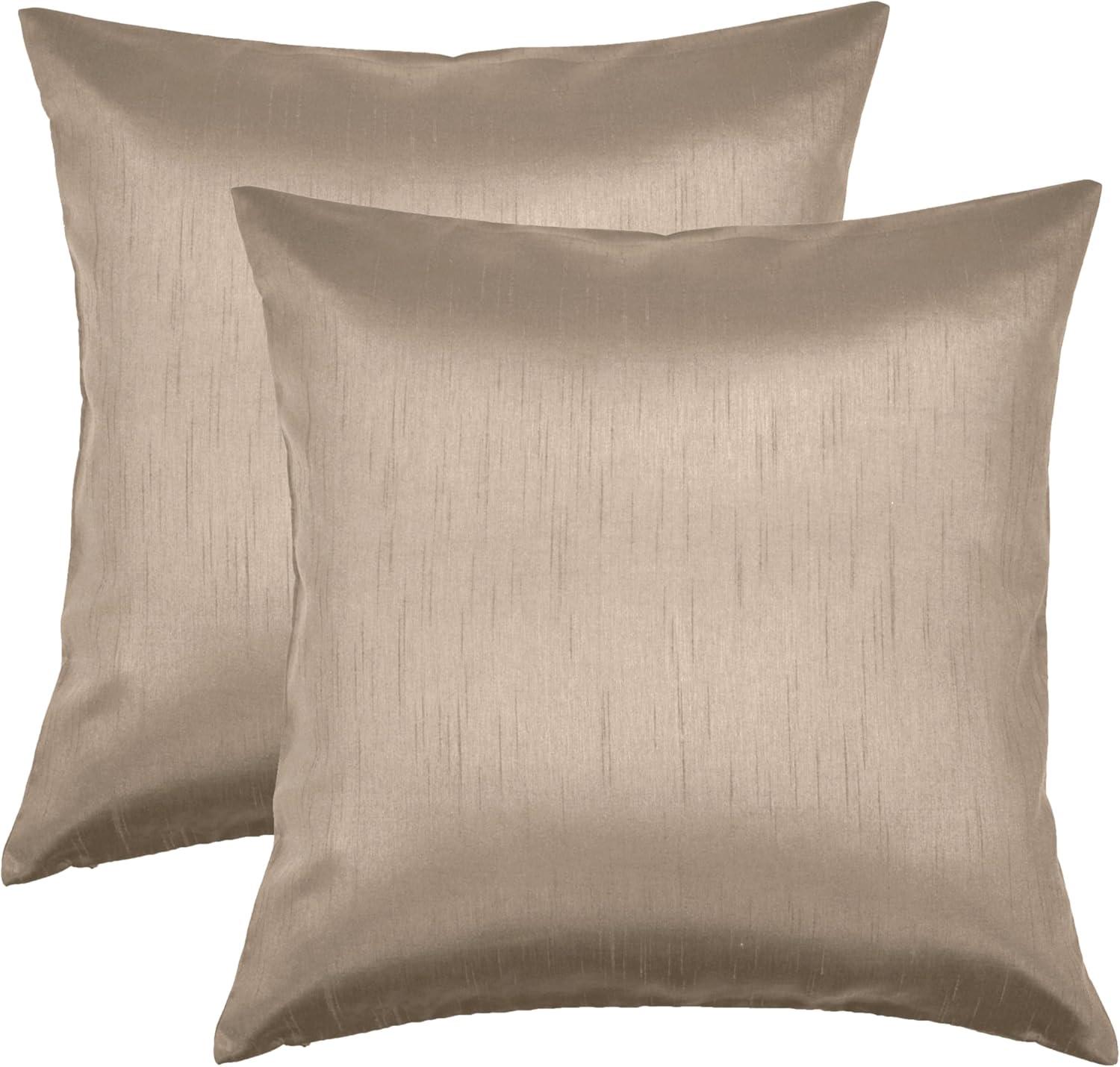 Sand Faux Silk 18" Euro Throw Pillow Covers, Set of 2