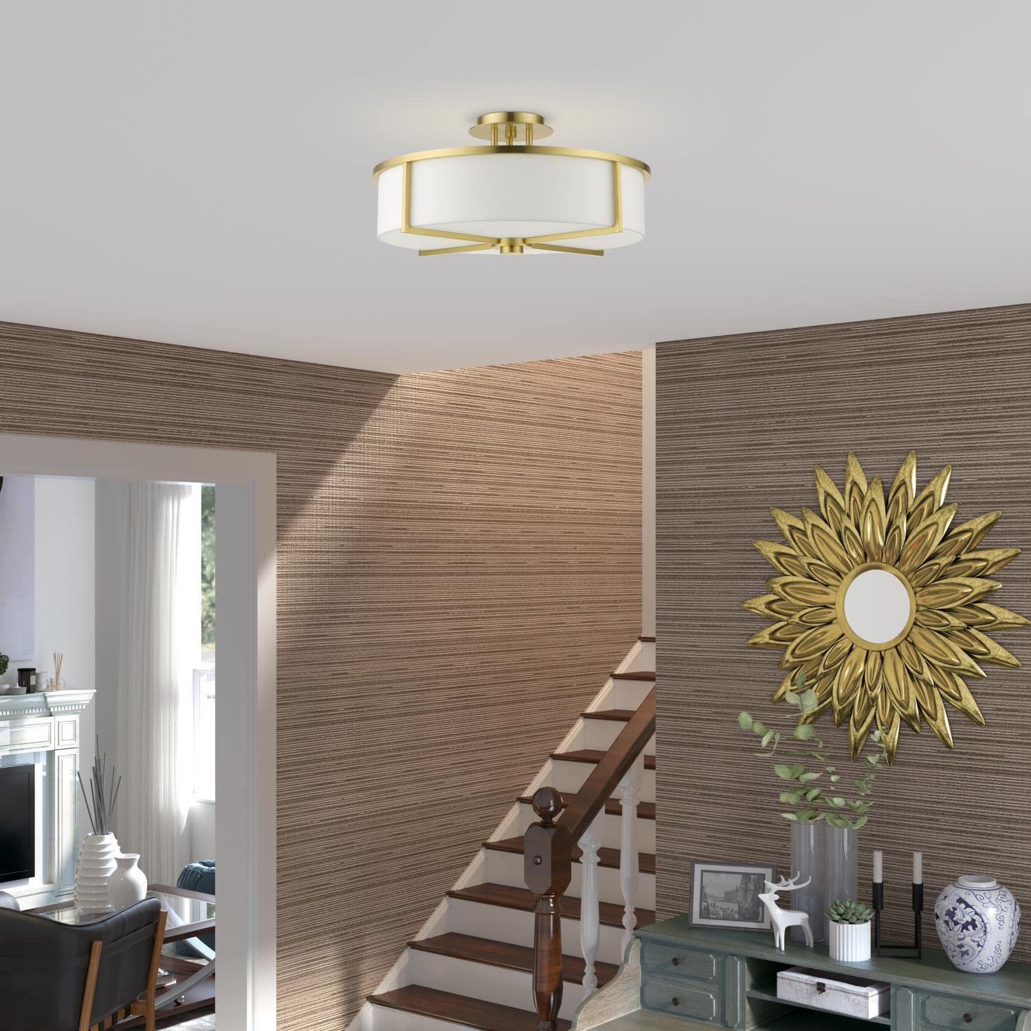 Livex Lighting Wesley 4 - Light Semi-Flush Mount in  Satin Brass