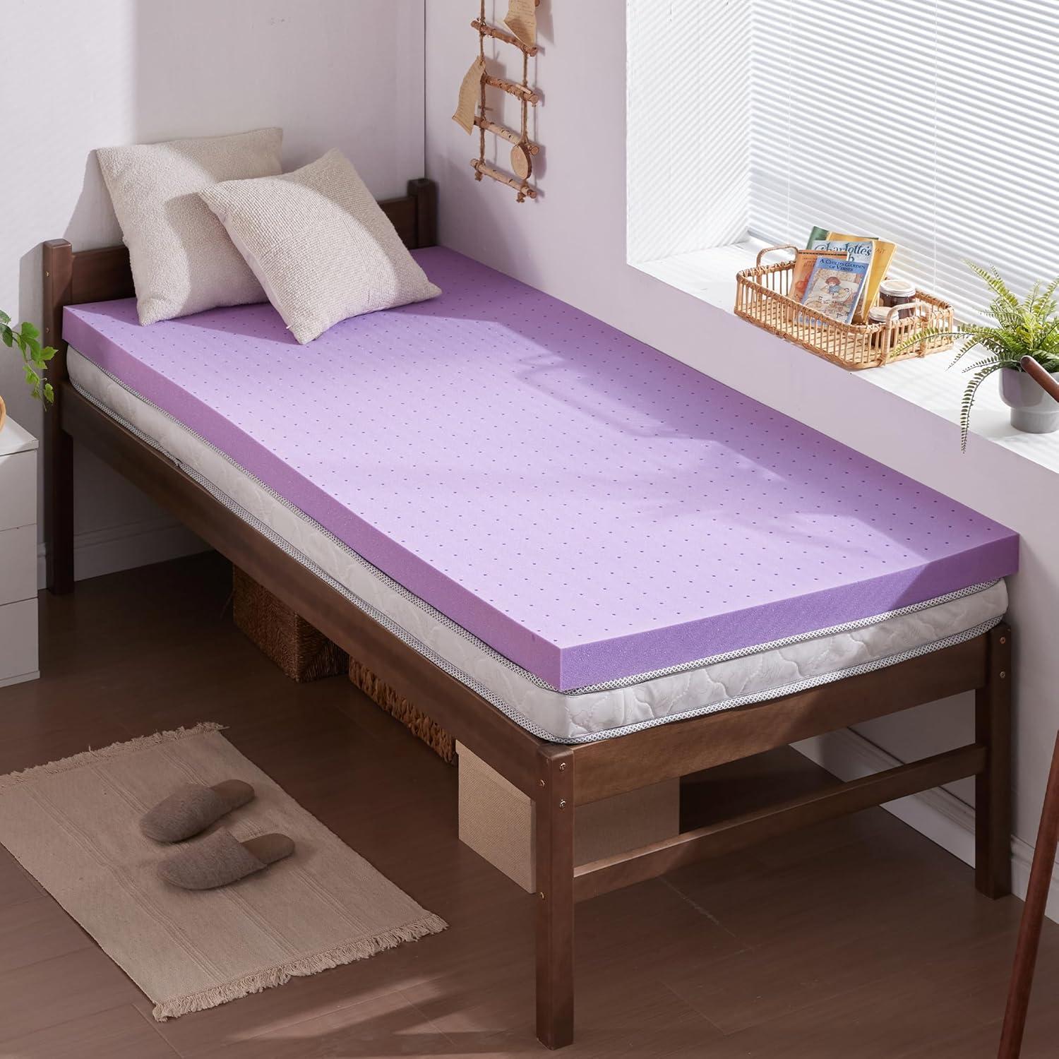 Twin Purple Gel Memory Foam Mattress Topper