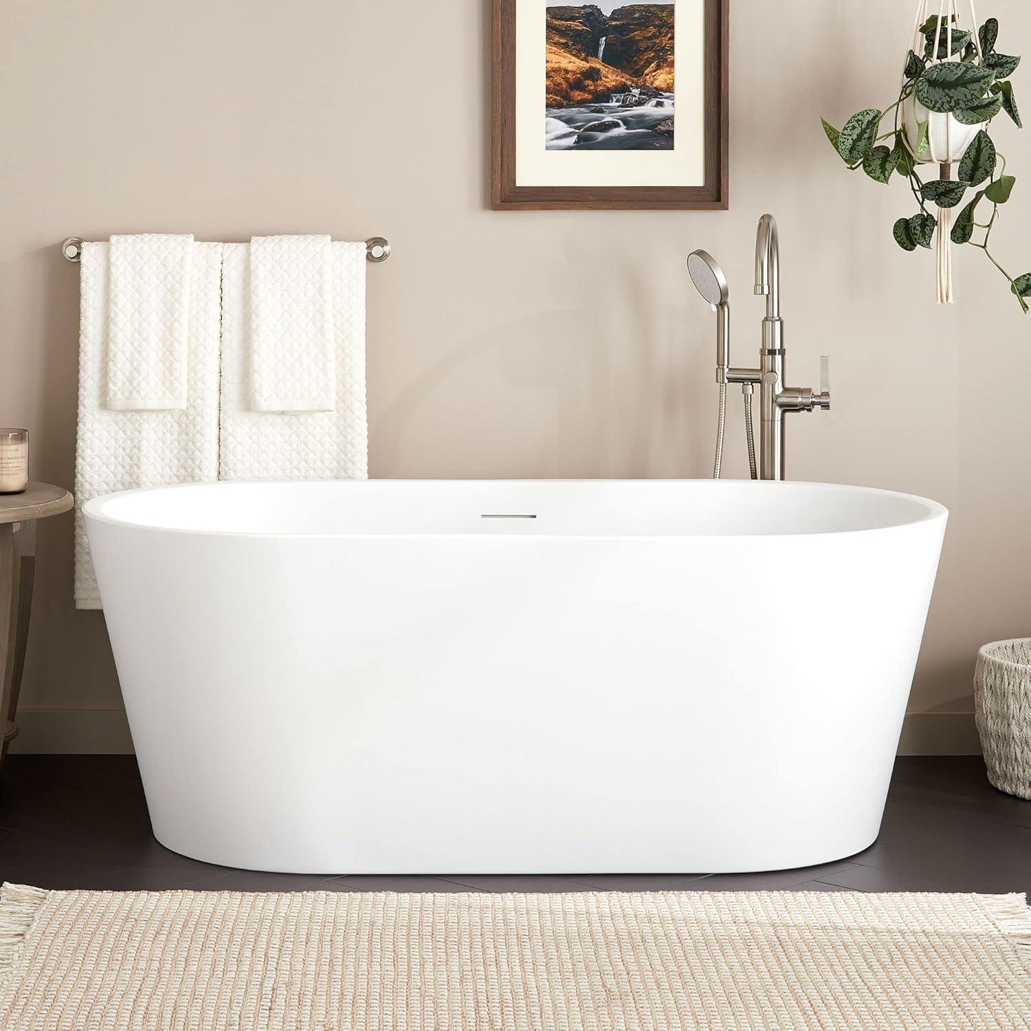 67" Matte White Acrylic Freestanding Soaking Tub