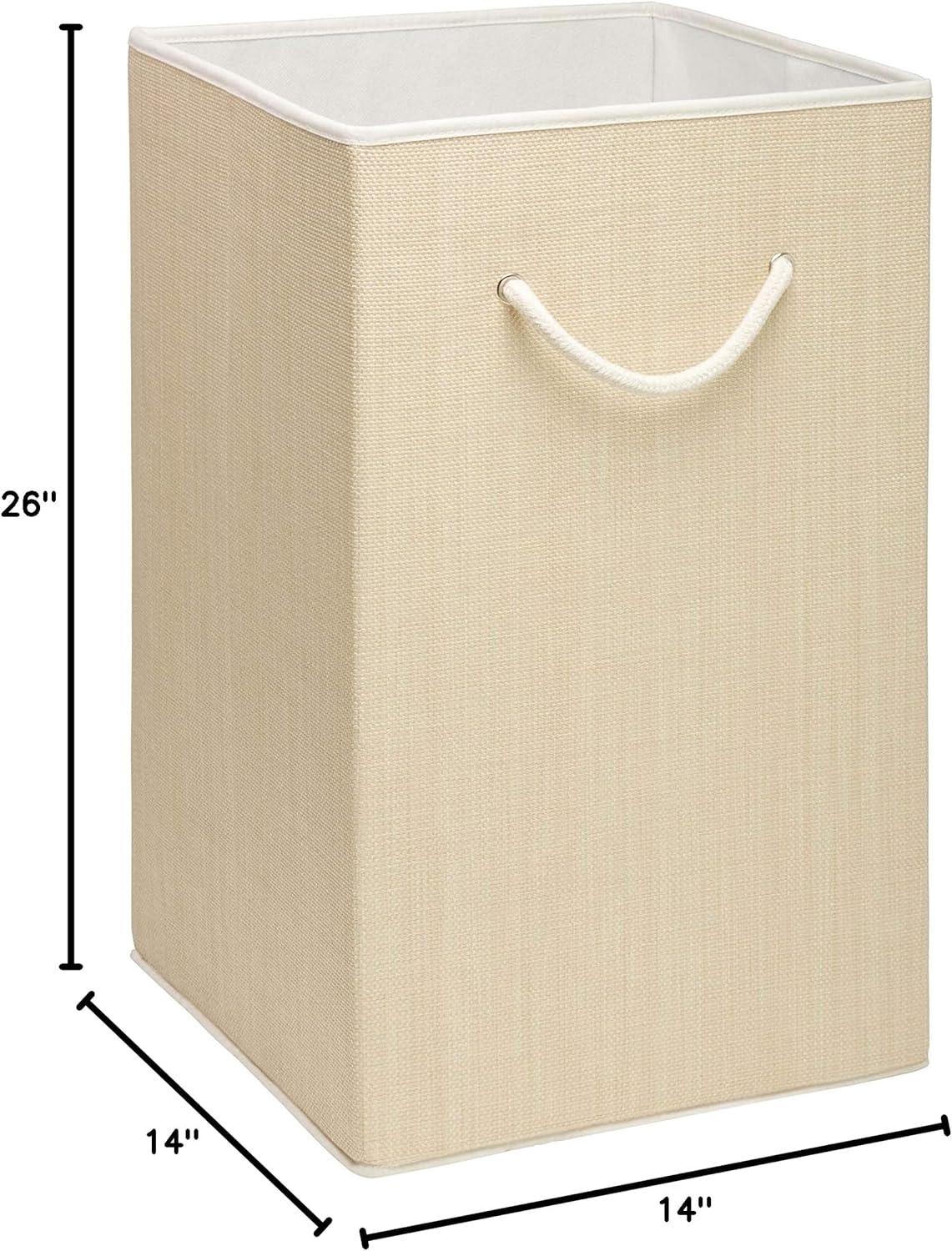 Honey-Can-Do Resin Folding Square Hamper with Polyester Liner, Beige