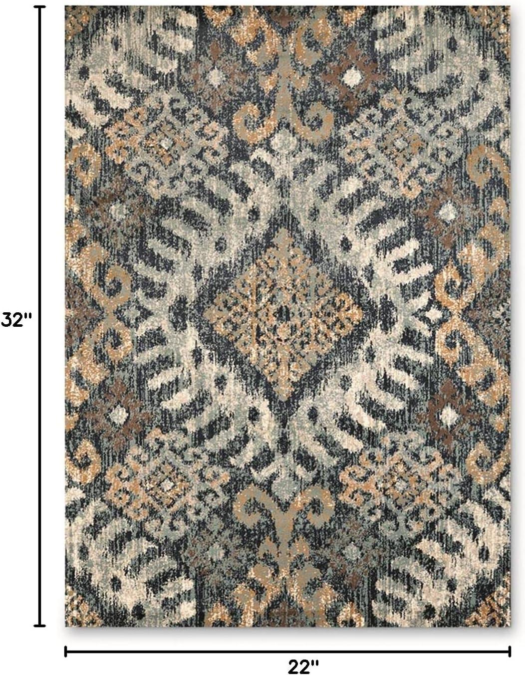 Designer Home Delos Area Rug 3001-00264 Verazanno Navy Lines Dotted 1' 10" x 3' Rectangle