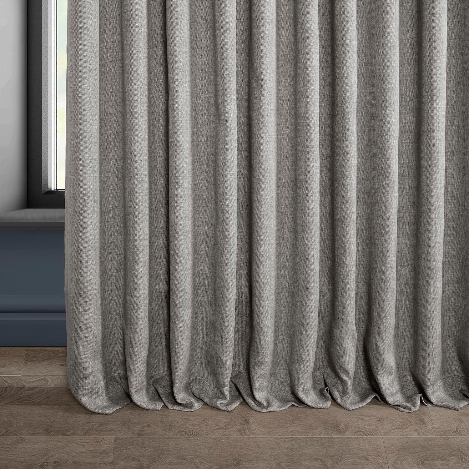 Clay Extra Wide Blackout Faux Linen Window Curtain