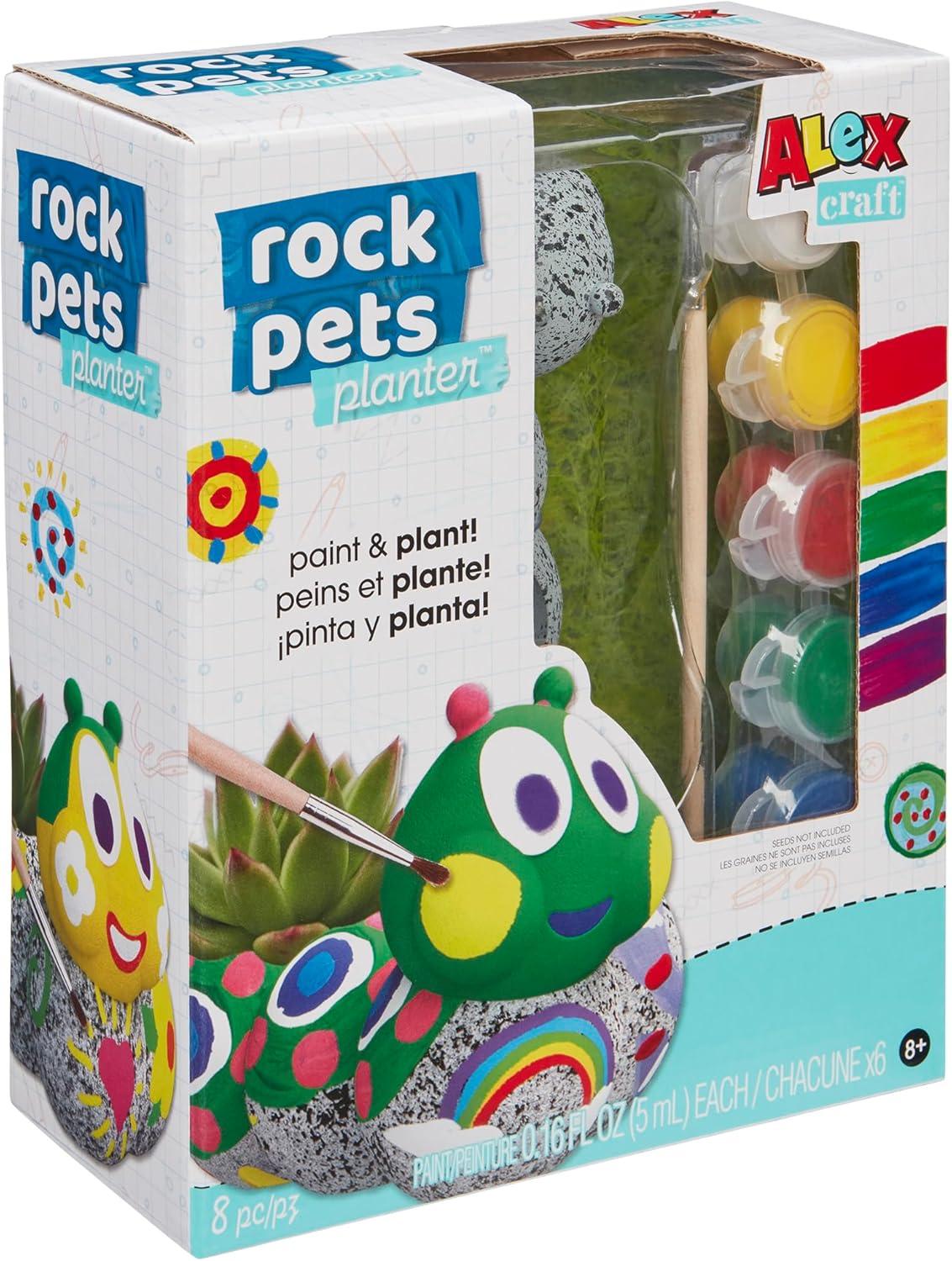 Alex: Rock Pets Caterpillar Planter - DIY Kit, Paint & Decorate Your Own Pet Planter, All-in-One Craft Kit, Ages 8+