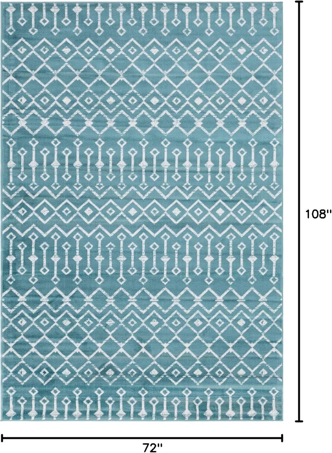 Unique Loom 6' 1 x 9' 0 Rectangle Moroccan Trellis Turquoise Area Rug