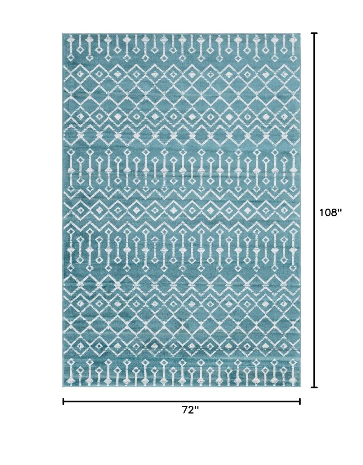 Unique Loom 6' 1 x 9' 0 Rectangle Moroccan Trellis Turquoise Area Rug