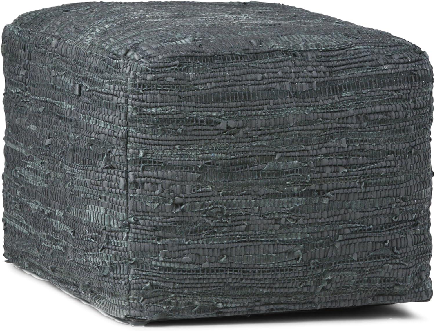 Simpli Home Fredrik 18"W Genuine Buffalo Leather Square Pouf & Reviews | Wayfair