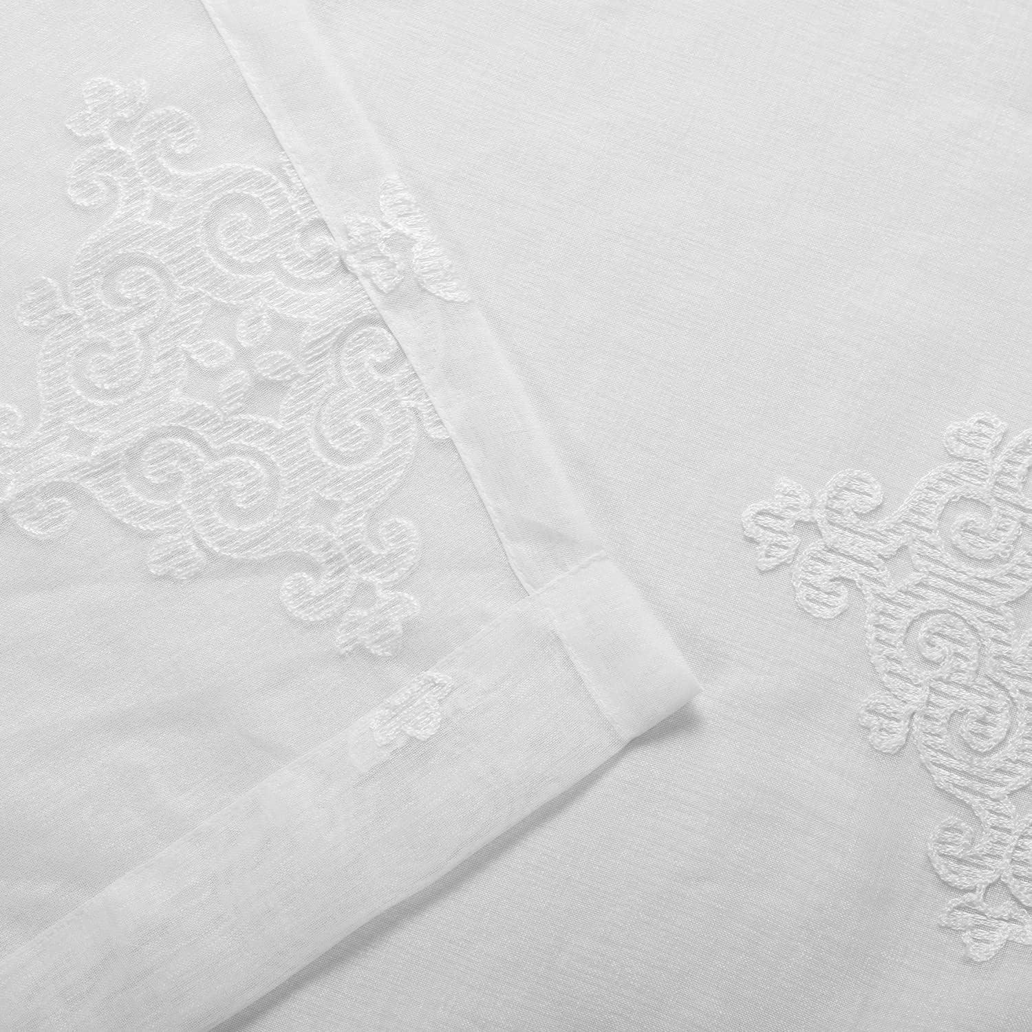 Superior Sia Damask Sheer Curtain Panel Set with Grommet Header , 52" x 96", White