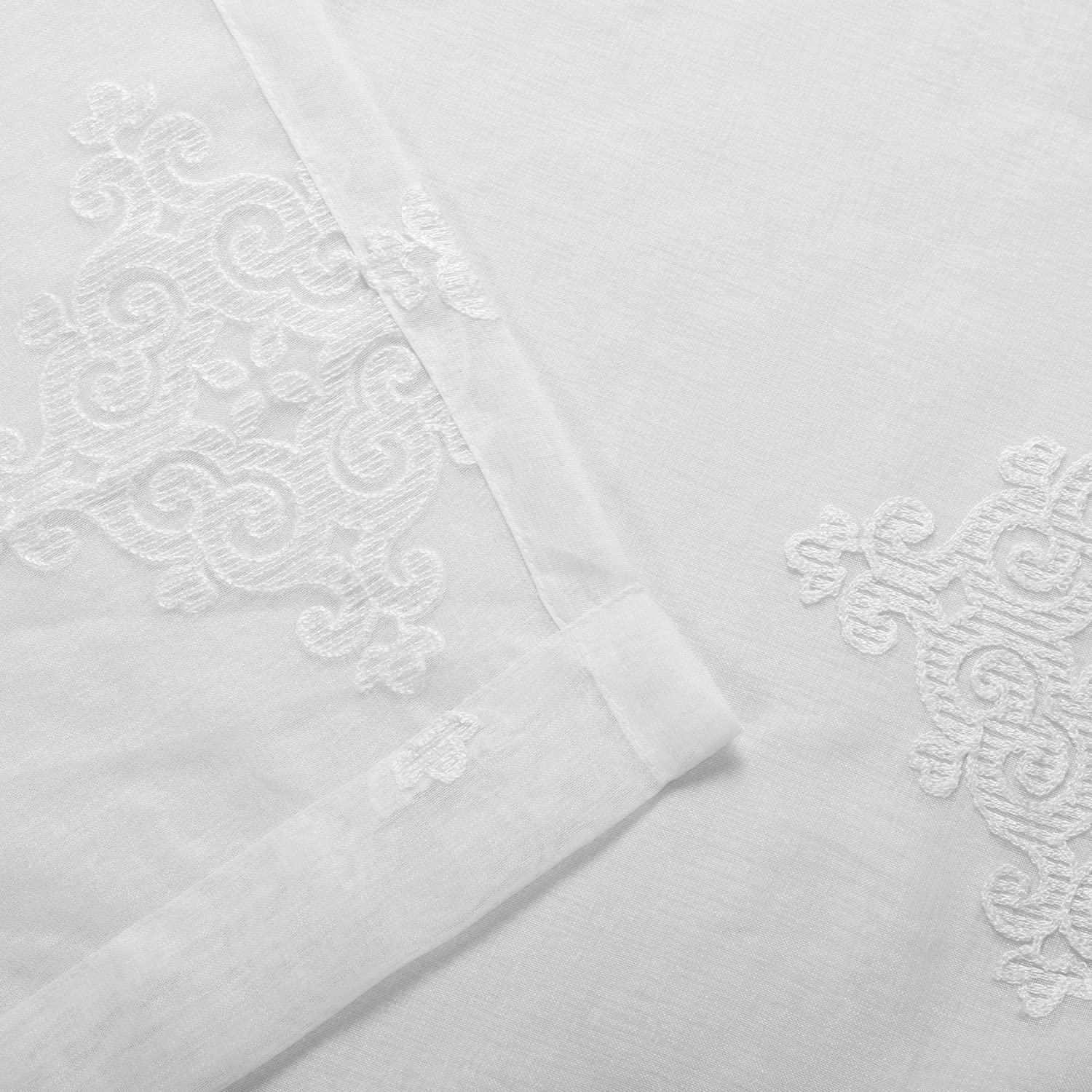 Superior Sia Damask Sheer Curtain Panel Set with Grommet Header , 52" x 96", White