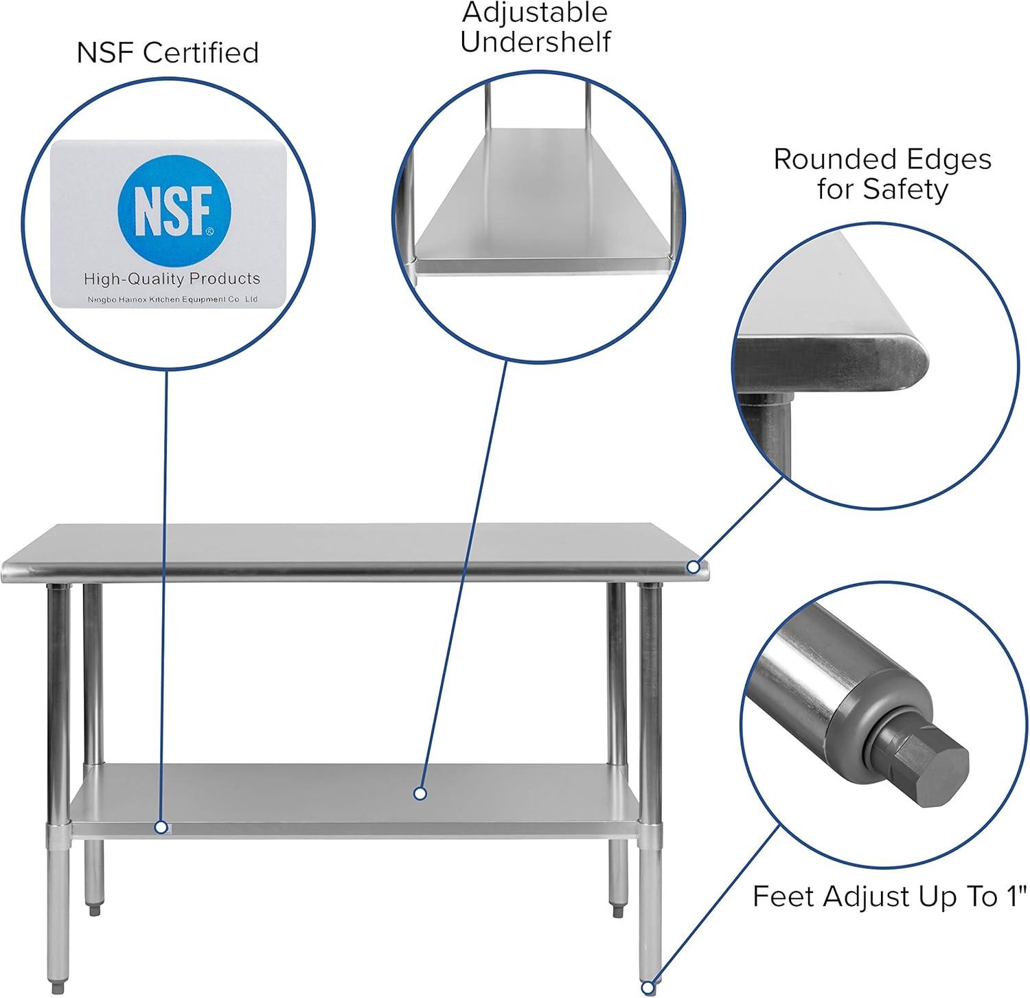 Stainless Steel 48" Commercial Work Table with Undershelf