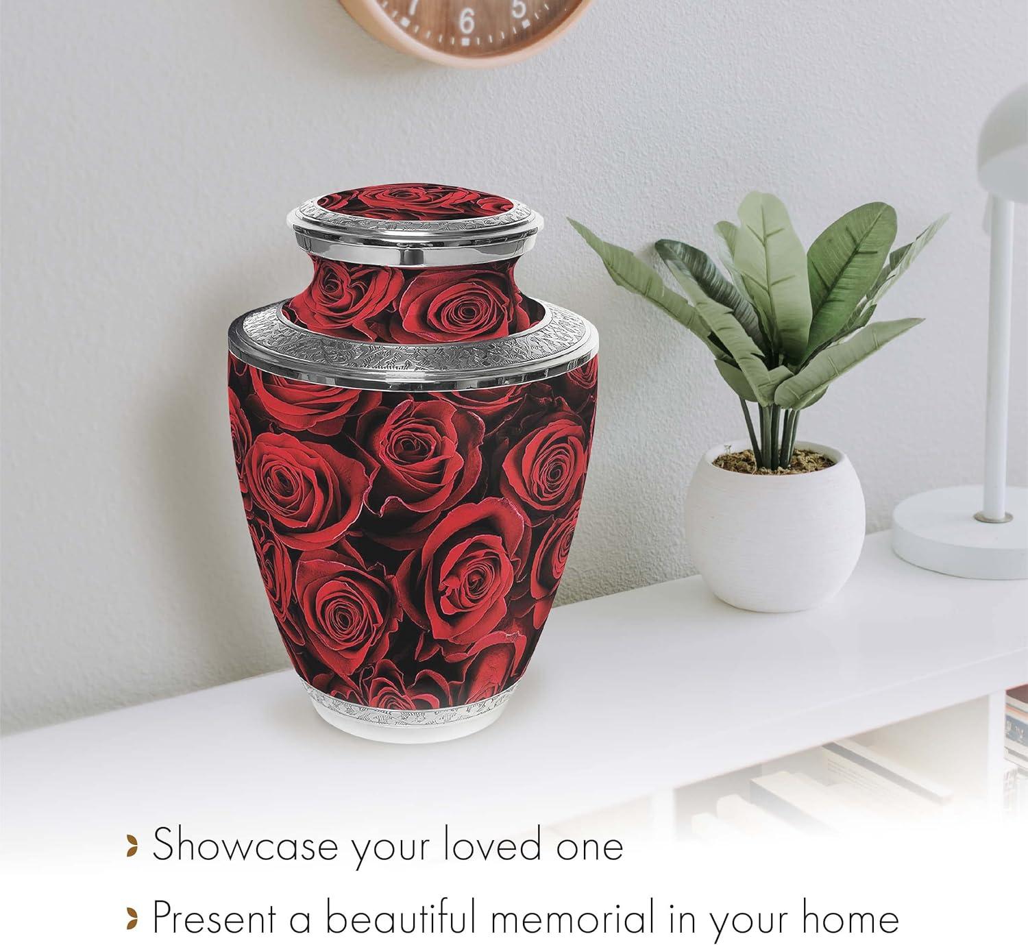 Crimson Rose Urns for Cremation Ashes Large Urn XL or Small Keepsake Urns for Adult Cremation Ashes & Urns for Human Ashes for Home or Burial Cremation Urns Extra Large