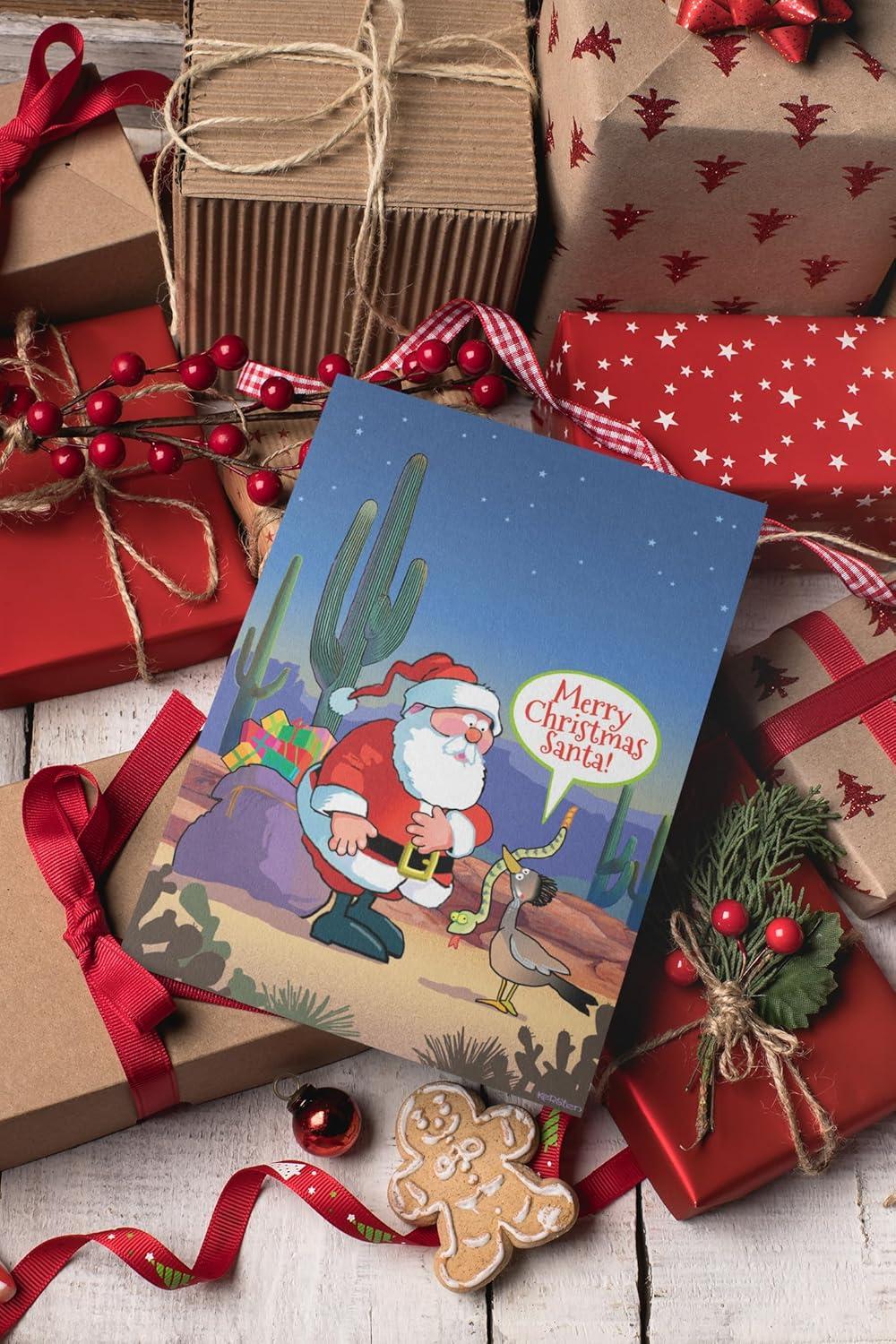 Funny Santa Western Christmas Card with Envelopes