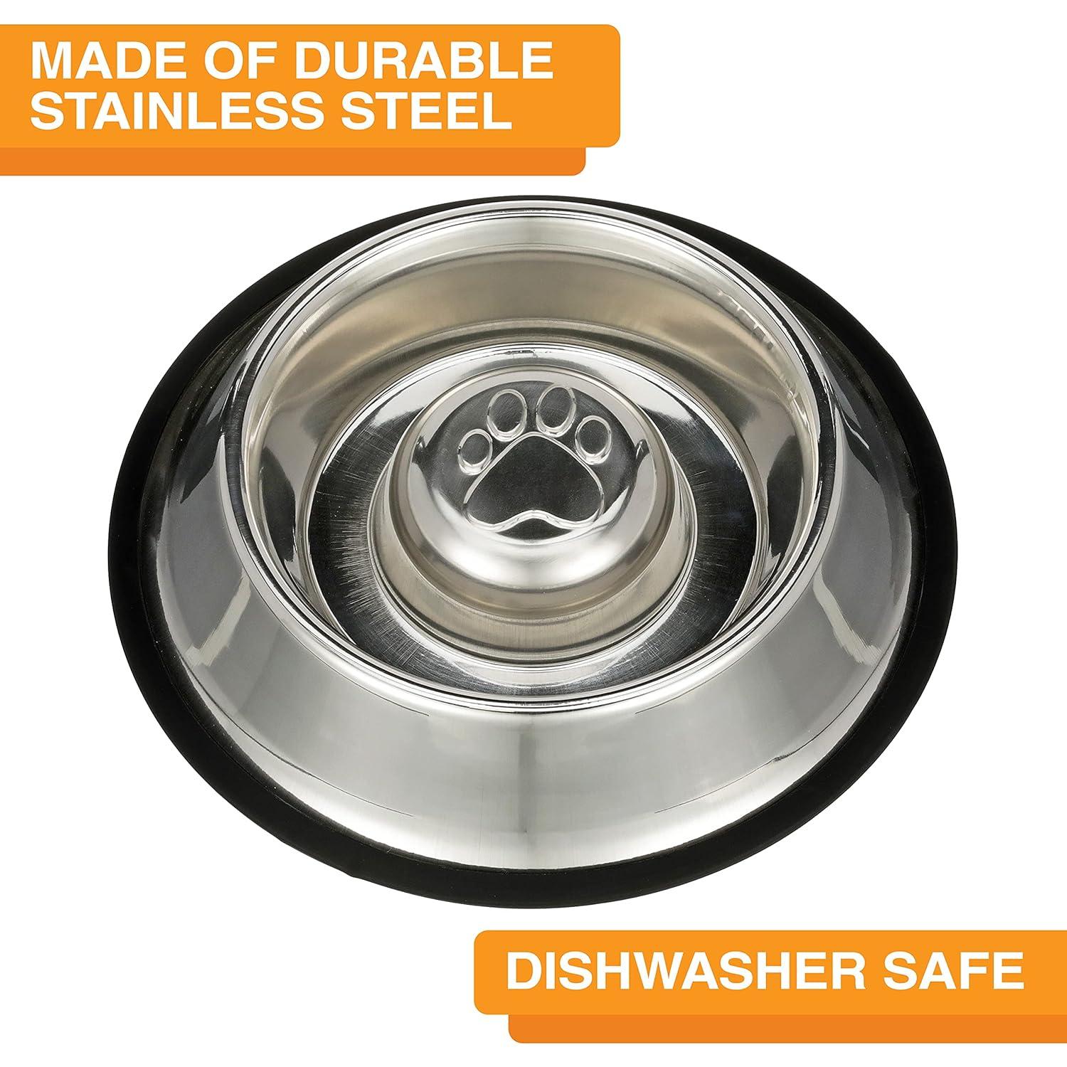 Neater Pets Stainless Steel Non-Tip Slow Feed Bowl - Improves Digestion, Stops Obesity, and Slows Down Eating, 1.5 Cup