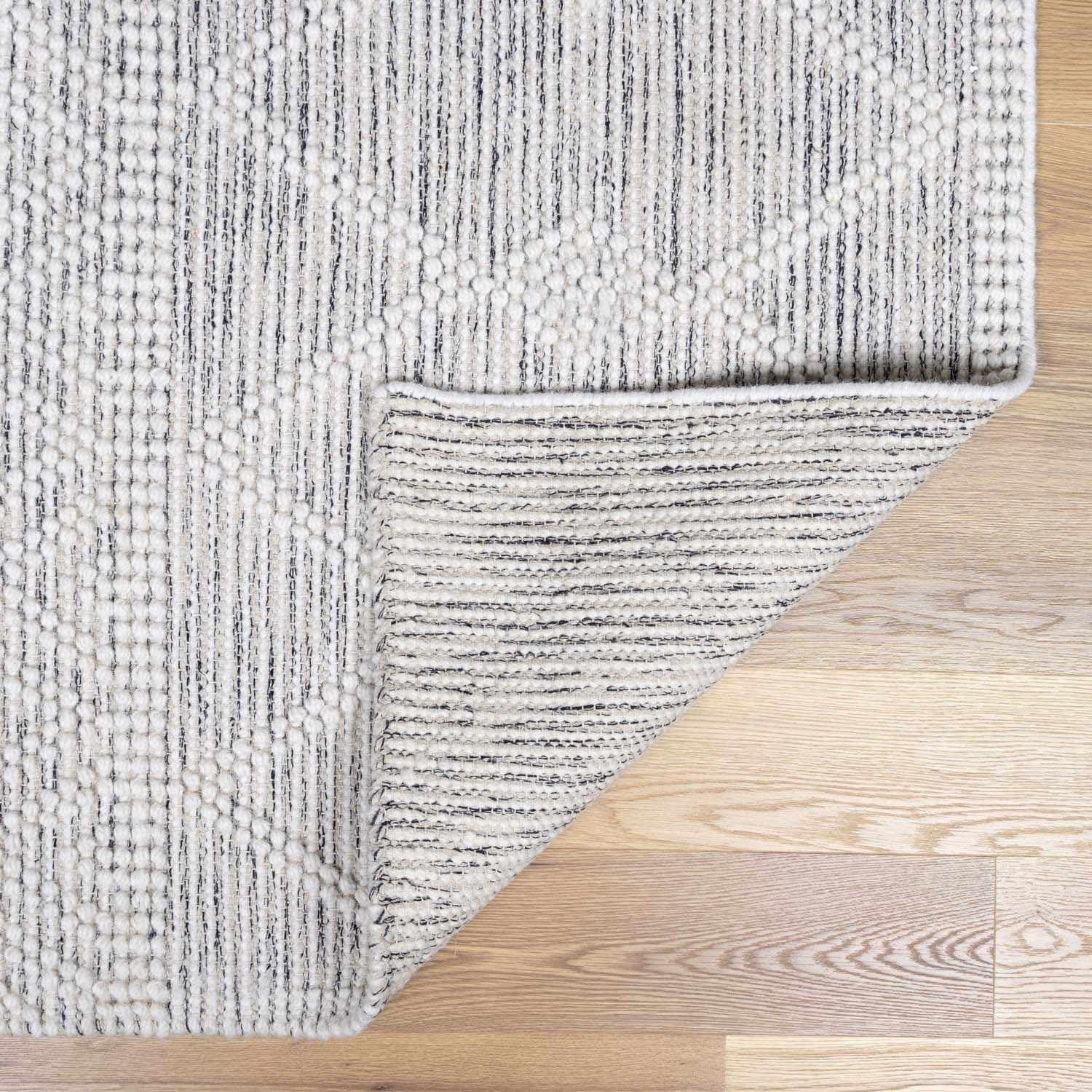 Hauteloom Huddlesford Boho Hand Woven Wool High Low Textured Area Rug - Farmhouse Southwestern Diamond Carpet for Living Room - Handmade Zig Zag Bubble Weave - Beige, White, Brown - 10' x 14'