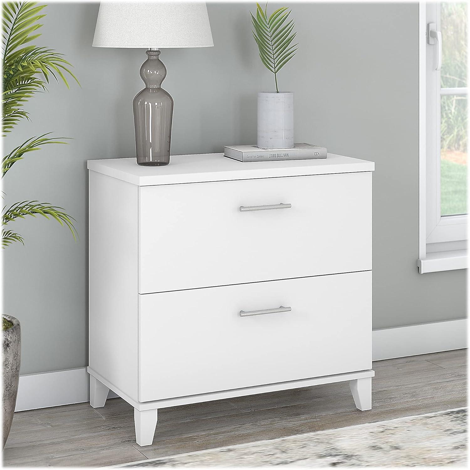 Bush Furniture Somerset Lateral File Cabinet, 2 Drawer, White