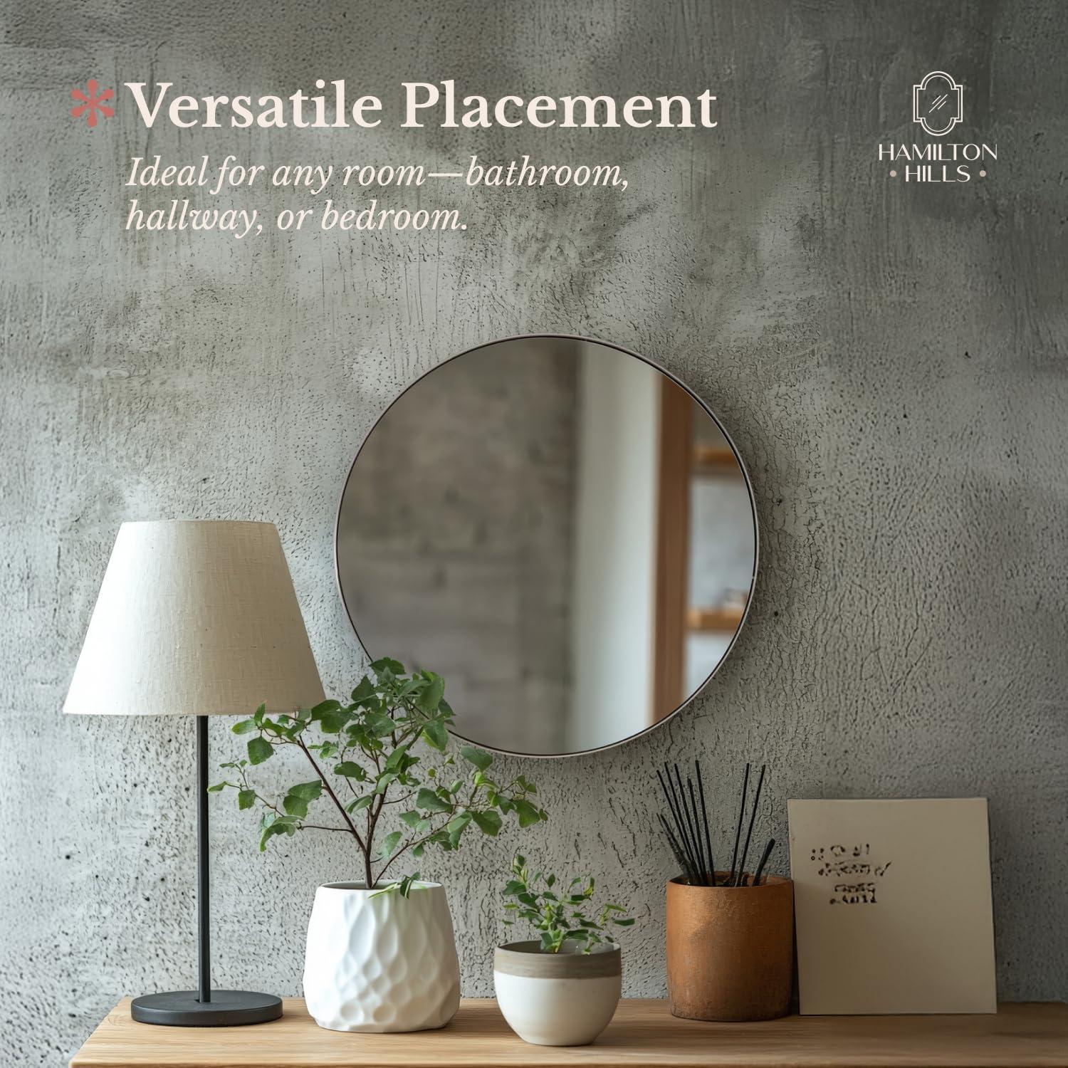 Hamilton Hills 24" Bronze Circle Deep Set Metal Round Frame Mirror Contemporary