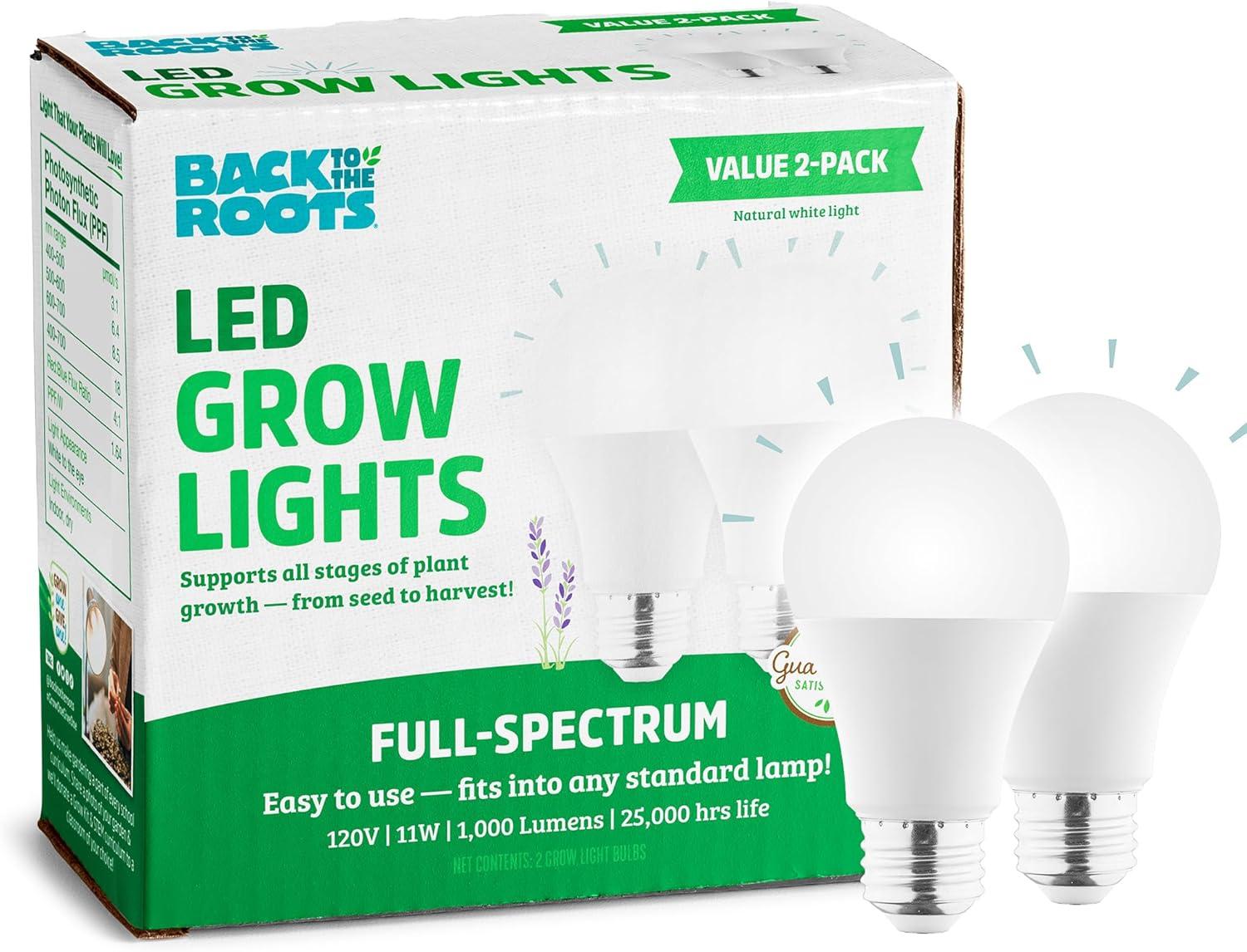 Full Spectrum White LED Grow Light Bulbs 2-Pack