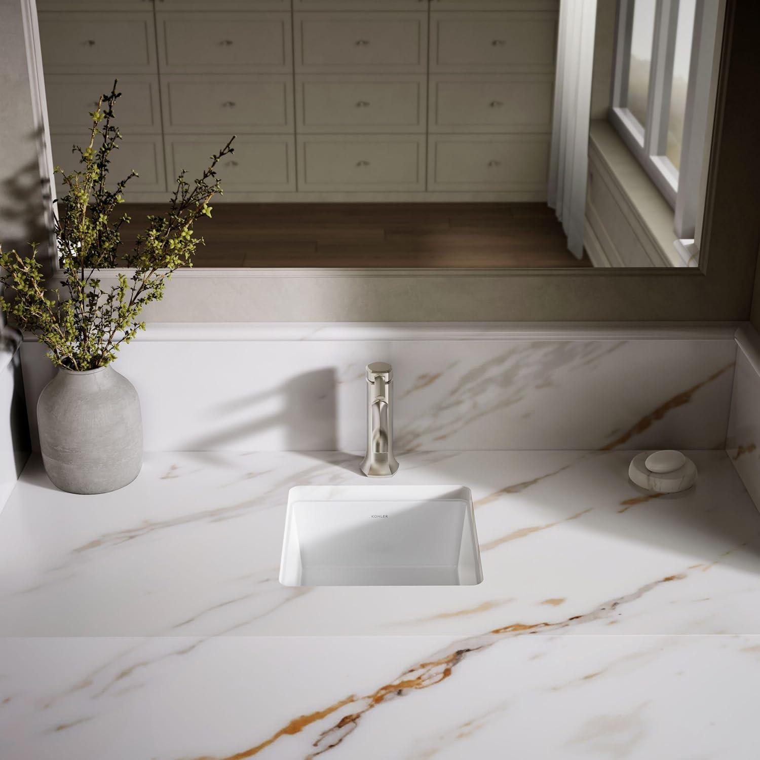 Verticyl Vitreous China Square Undermount Bathroom Sink with Overflow