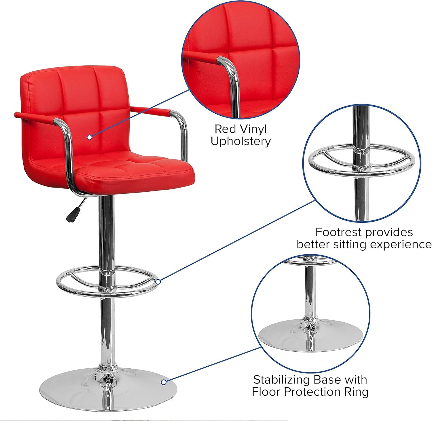 Adjustable Bar Stools - Counter Height Barstools with Back and Armrest