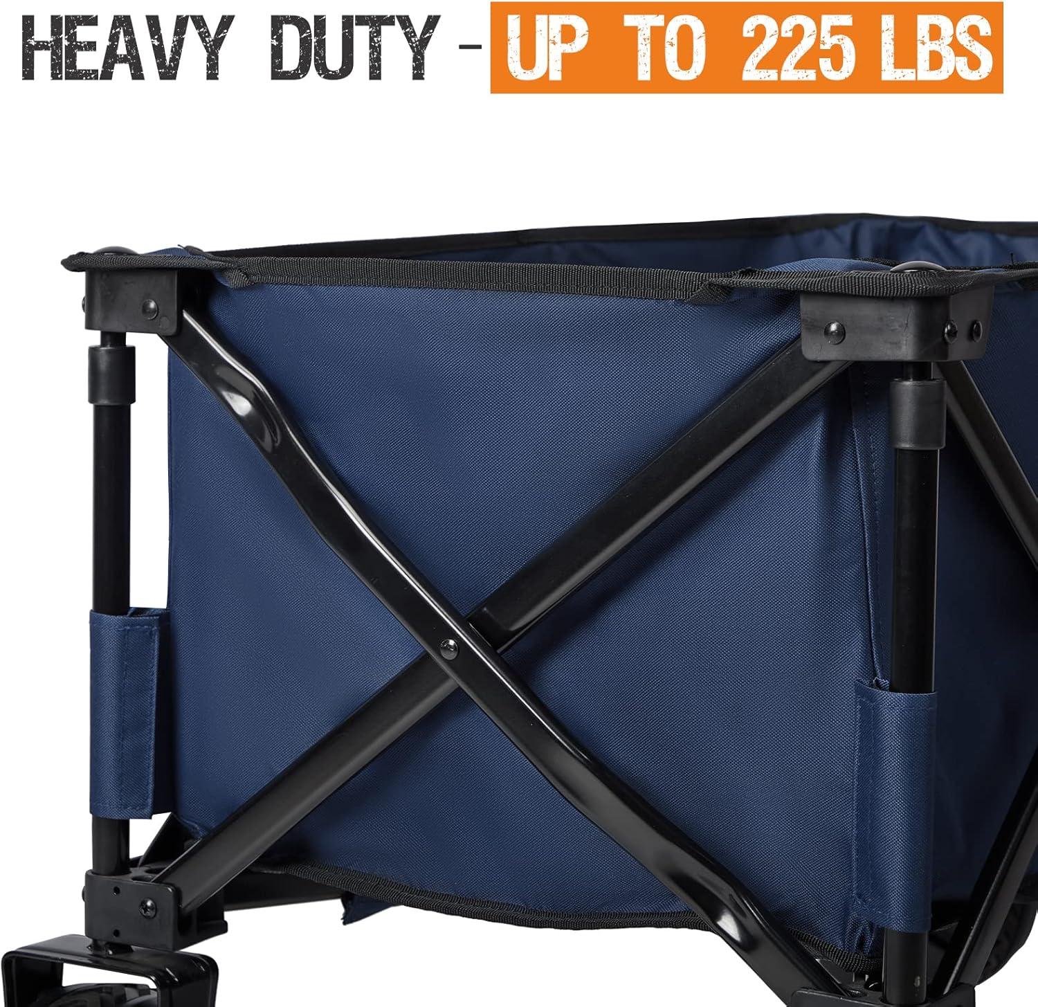 Blue Heavy Duty Folding Utility Wagon with All Terrain Wheels