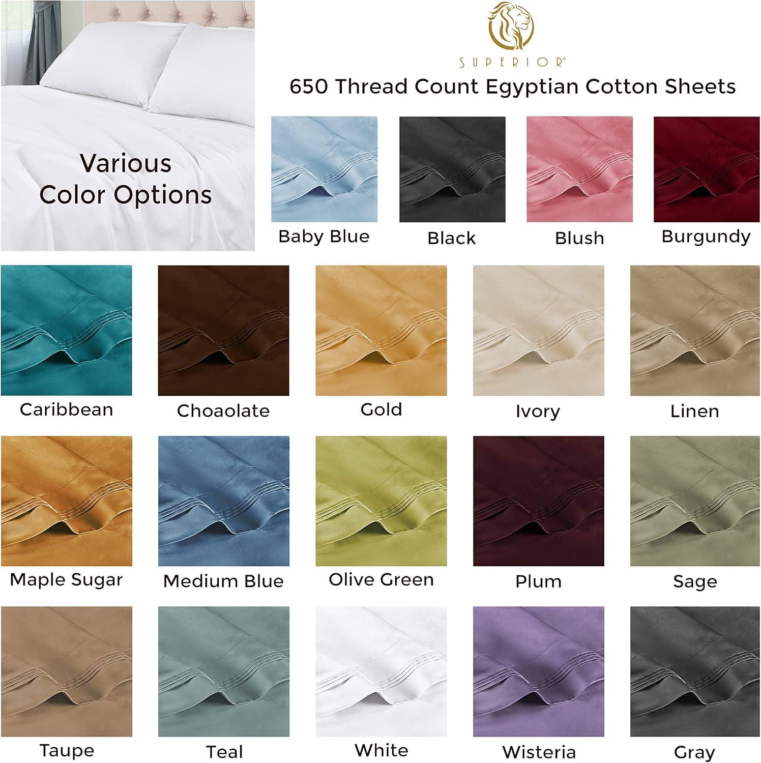 Serene Blue 650 Thread Count Twin Egyptian Cotton Deep Pocket Sheet Set