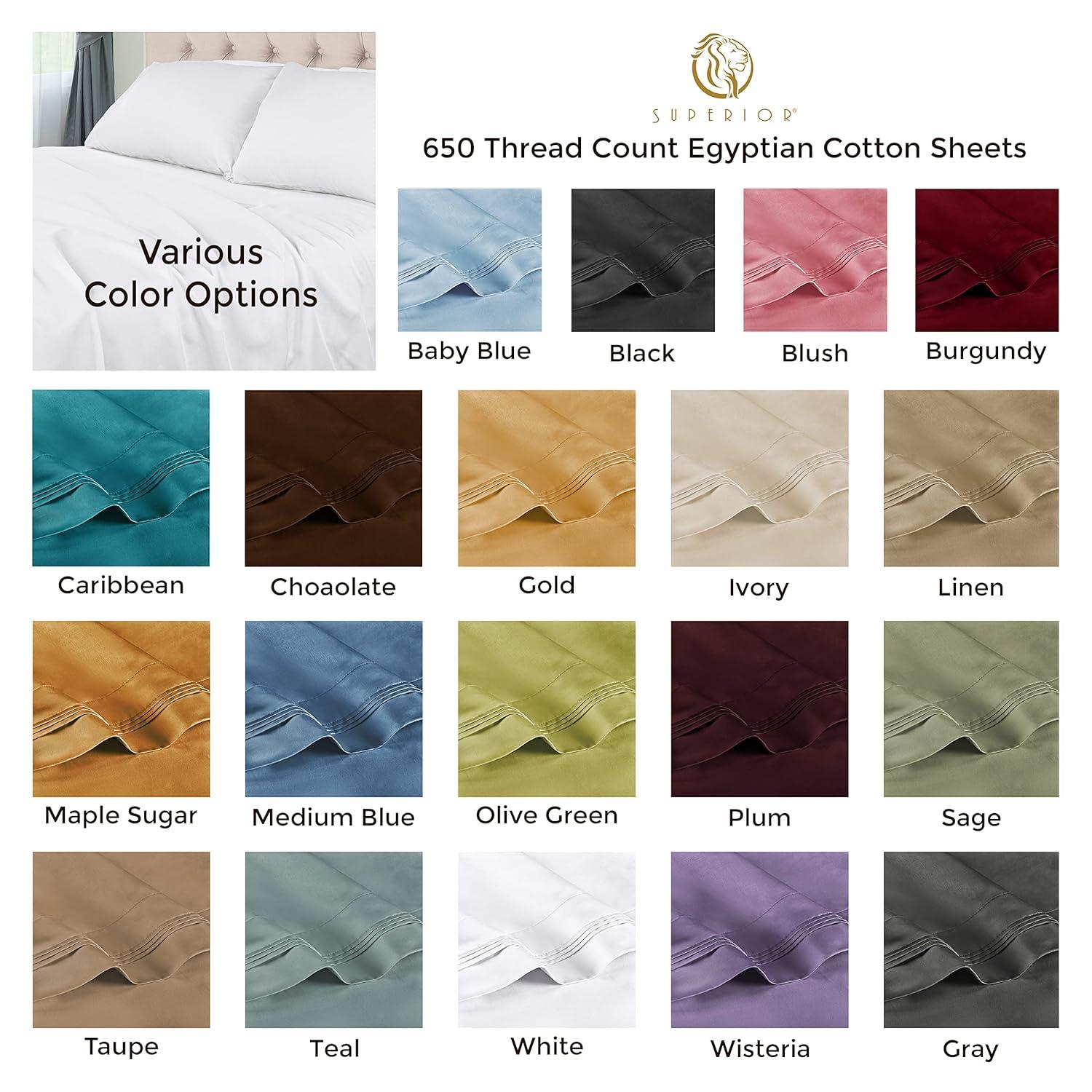Egyptian Cotton Deep Pocket Solid 650 Thread Count Sheet Set