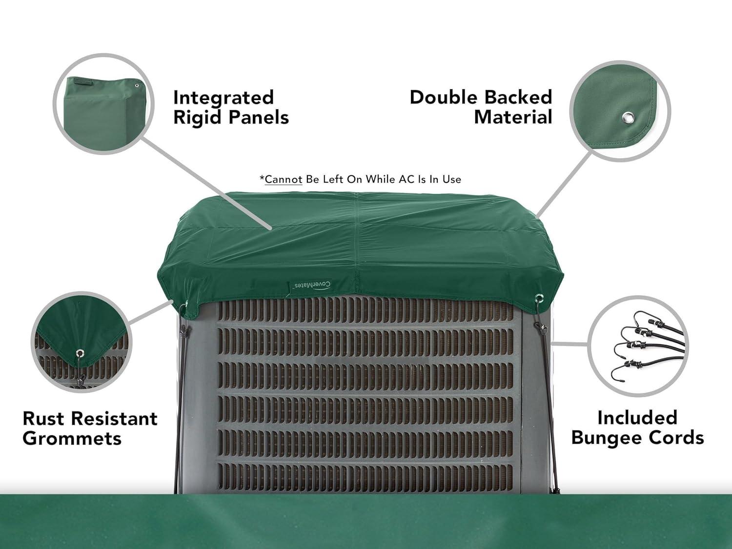 Covermates Armor Top Air Conditioner Cover - Durable Outdoor Protection for AC Units, Classic 12-Guage Vinyl, Armor Top 24W x 24D, Green