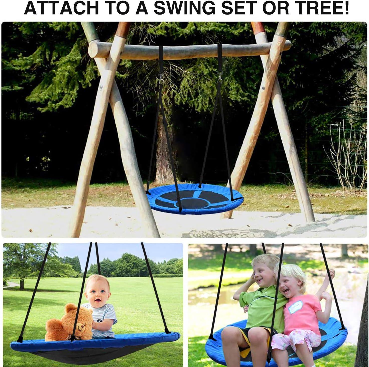 Blue 43" Heavy Duty Outdoor Saucer Swing with Adjustable Ropes