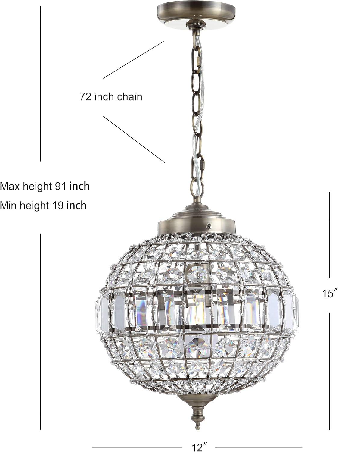 Georgina Antique Brass 12" Crystal Globe LED Pendant