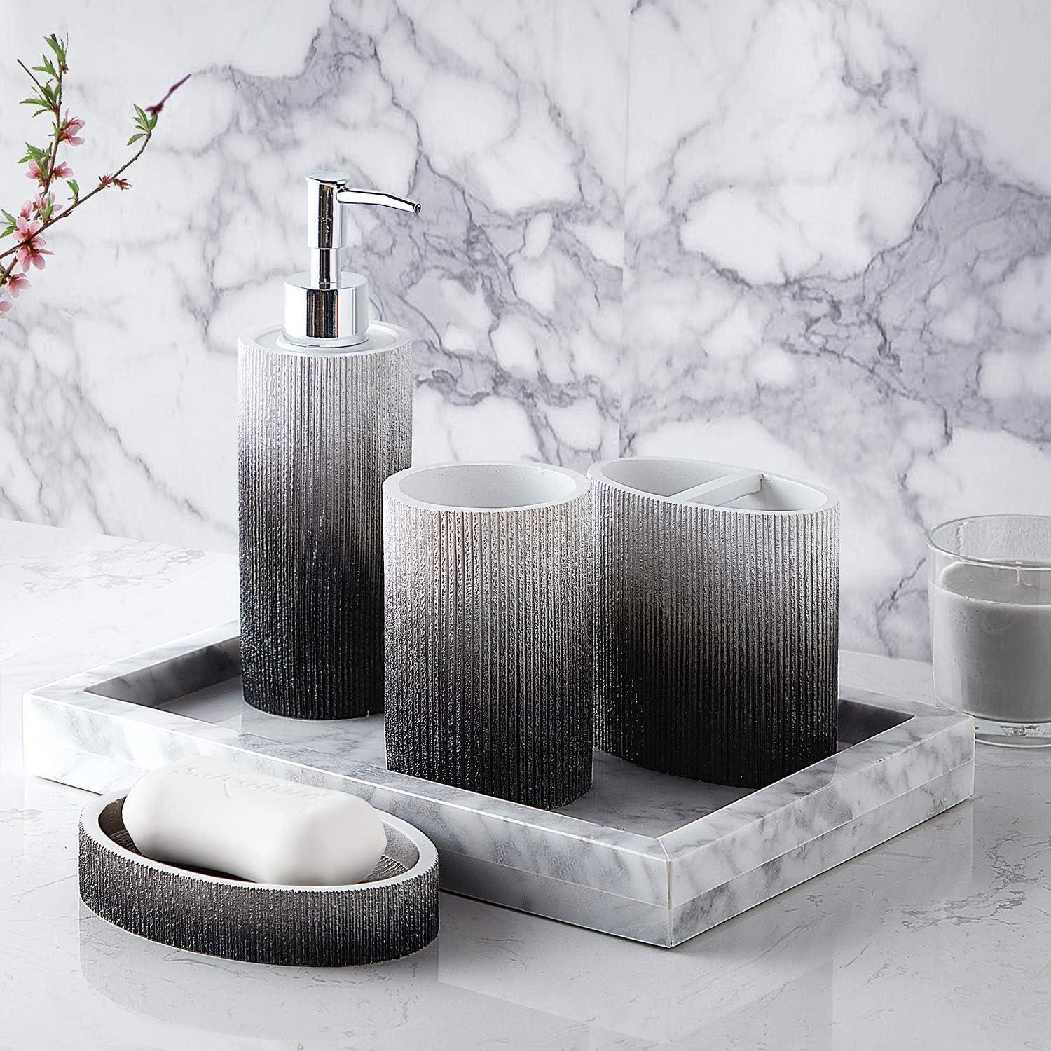 Urbana Black and White Ombre Resin Bathroom Accessory Set