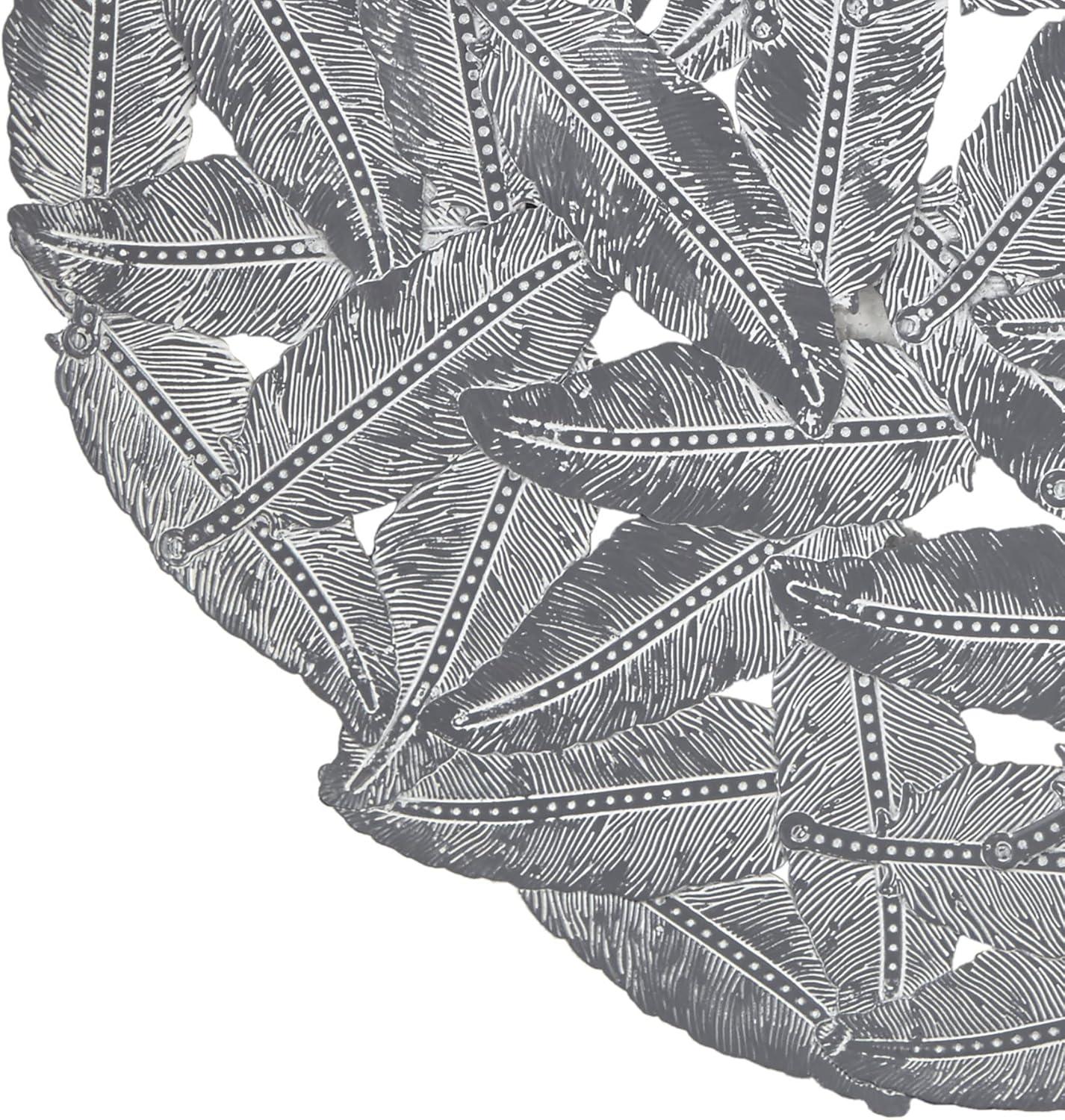 Dakota Fields Textured Feather 3-Piece Metal Disc Wall Decor Set