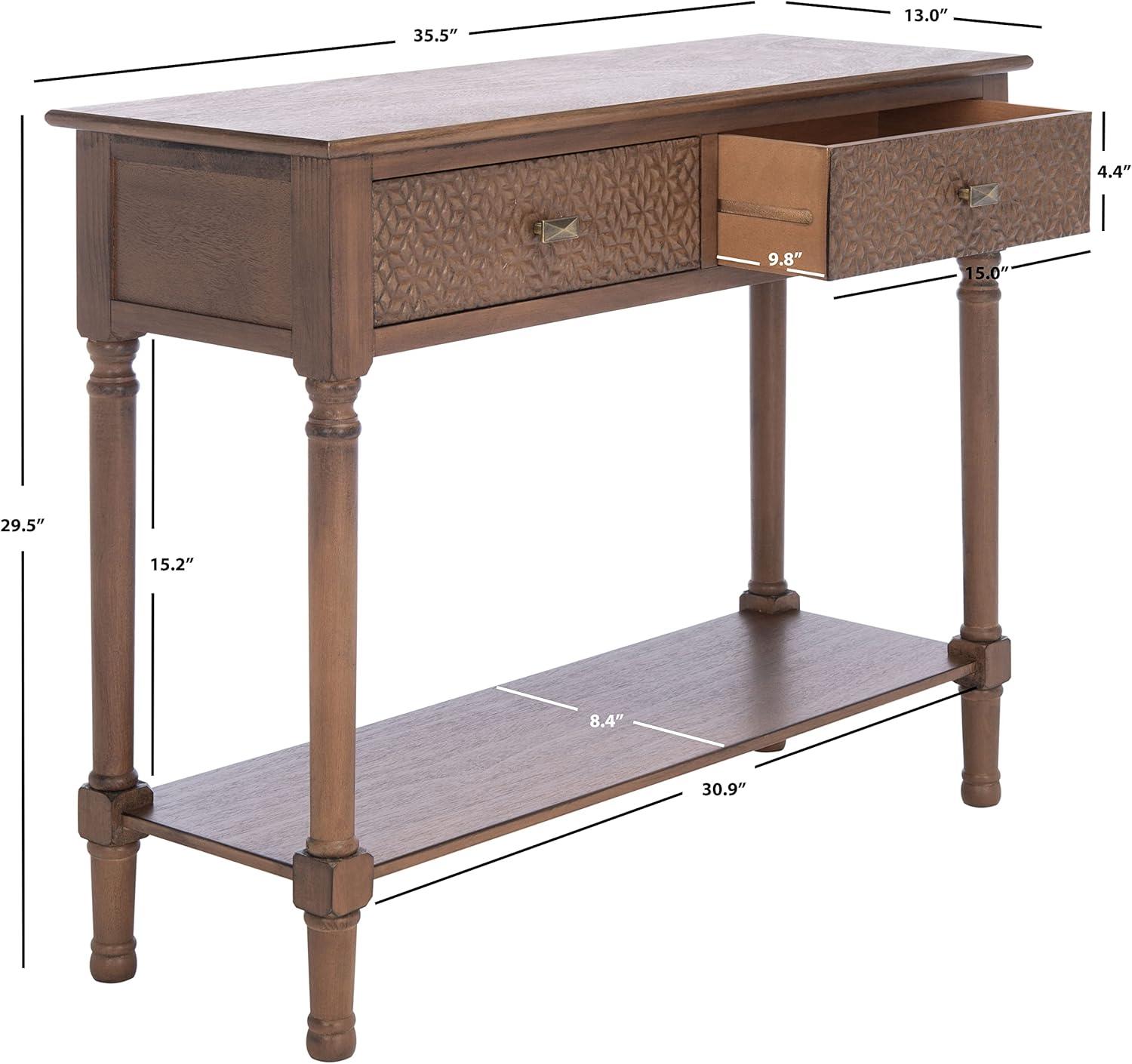 Halton 2 Drawer Console Table - Brown - Safavieh
