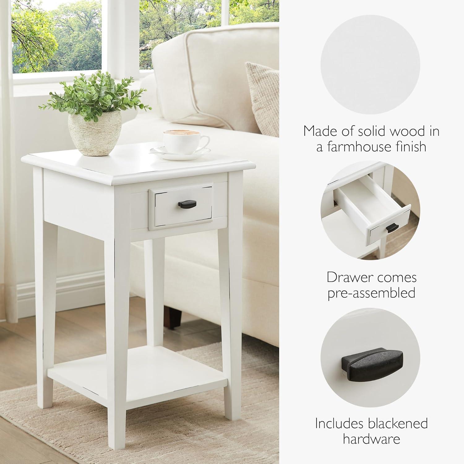 Leick Home Haven Ridge Square End Table in Farmhouse White