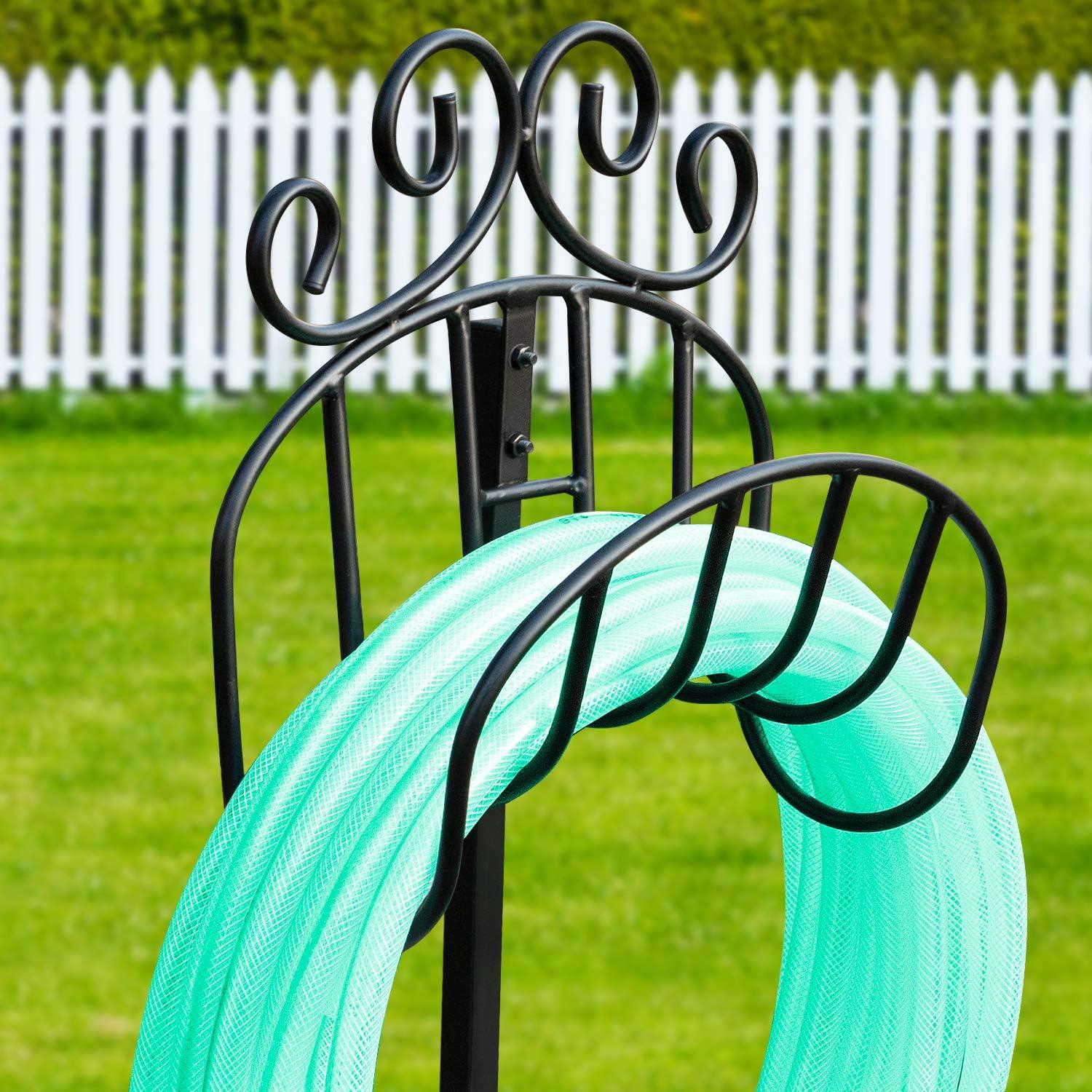 Black Wrought Iron Freestanding Decorative Hose Holder