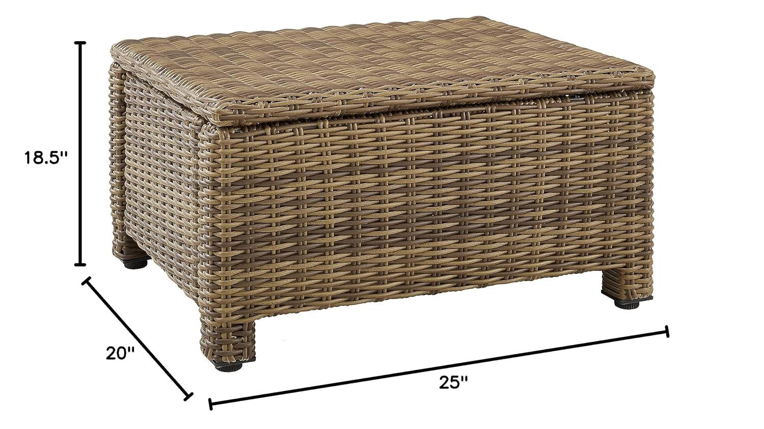 Crosley Furniture Bradenton 25"Fabric Outdoor Ottoman in Sand/Brown