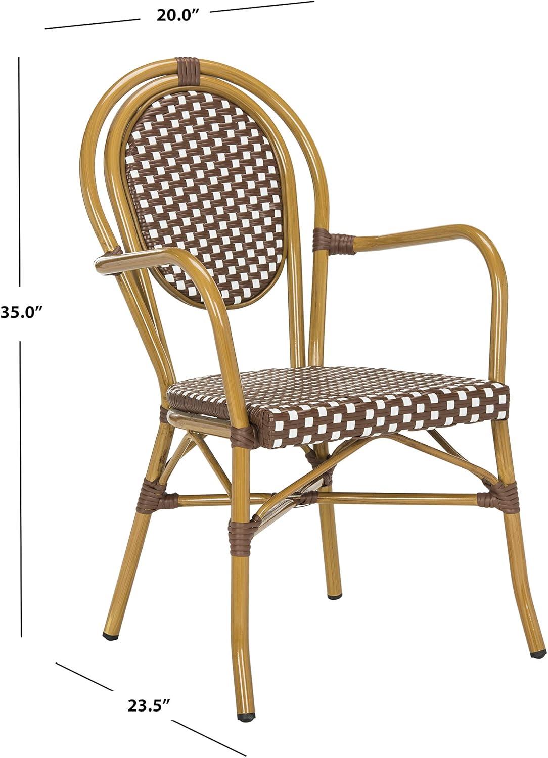 Côte d'Azur Inspired Brown & White Wicker Bistro Arm Chair