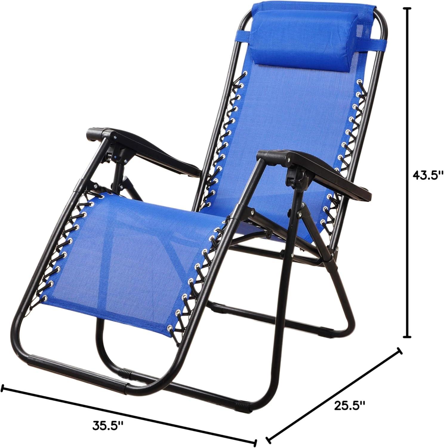 Elevon Adjustable Zero Gravity Recliner Lounge Chair w/ Detachable Cup Holder for Outdoor Deck, Patio, Beach or Bonfire, Weight Capacity 300Lbs, Blue